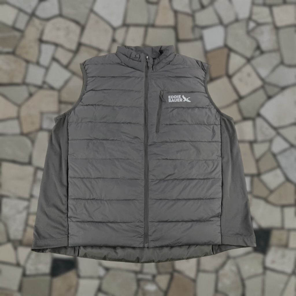 Eddie Bauer Eddie Bauer Puffer Vest Mens XL Black Gray Down 550 Lightweight Outdoor Hiking Vest Zip Pockets Size US XL / EU 56 / 4 - 1 Thumbnail