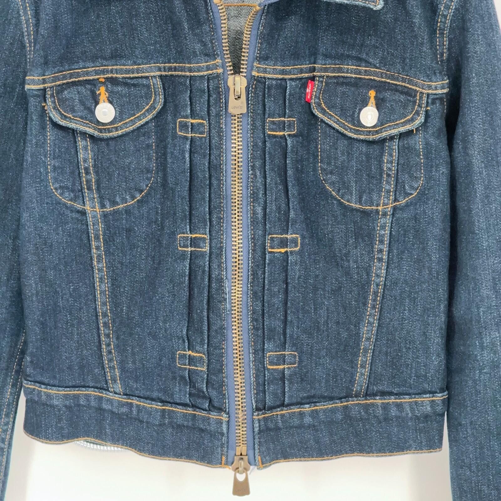 Levi's Vintage LEVIS Blue Denim Zip Cropped Jean Jacket Womens M Jr Size M / US 6-8 / IT 42-44 - 4 Thumbnail