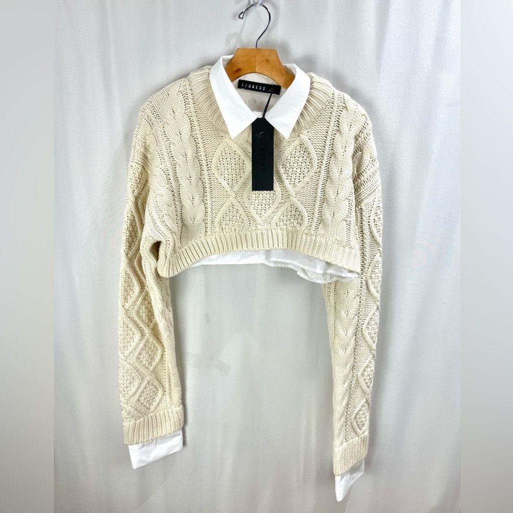 Lioness NEW Lioness Sonny Chic Cream Knit Crop Sweater US M (AU 10) Size S / US 4 / IT 40 - 5 Thumbnail