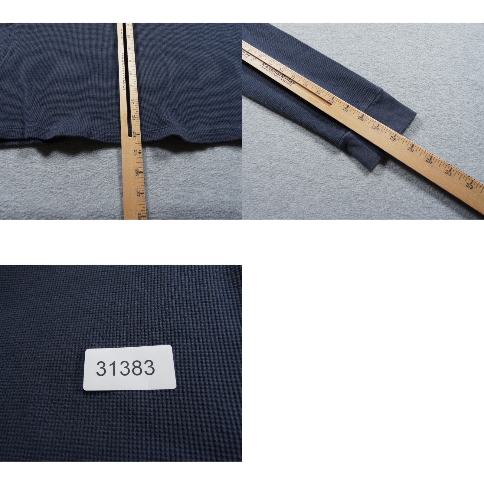 Vintage Mate Shirt Womens 1X Blue Long Sleeve Waffle Knit Crewneck Organic Cotton Ladies Shirt Size XL / US 12-14 / IT 48-50 - 8 Thumbnail