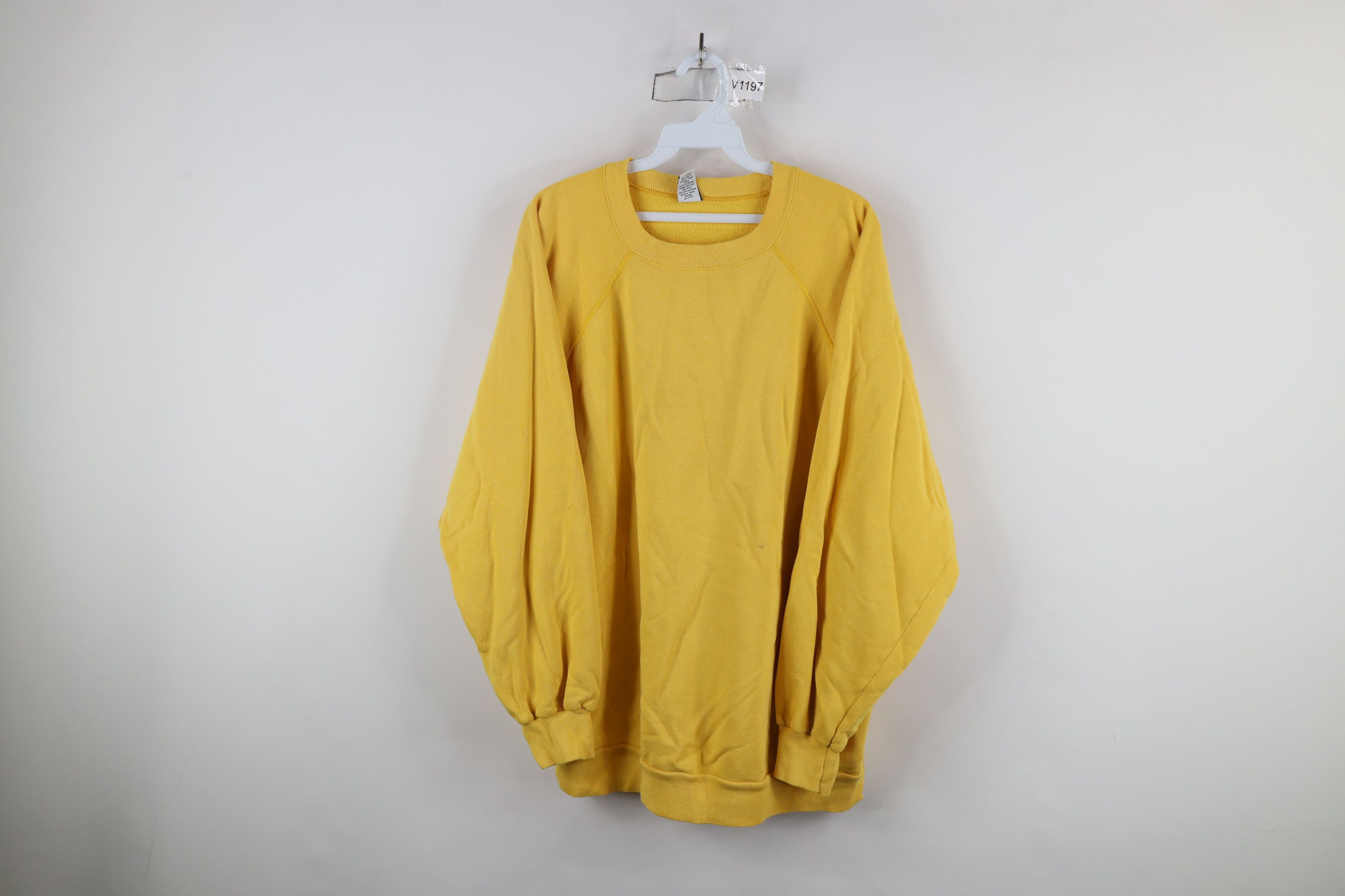 Vintage Vintage 90s Streetwear Blank Crewneck Sweatshirt Yellow USA Size US XXL / EU 58 / 5 - 1 Thumbnail