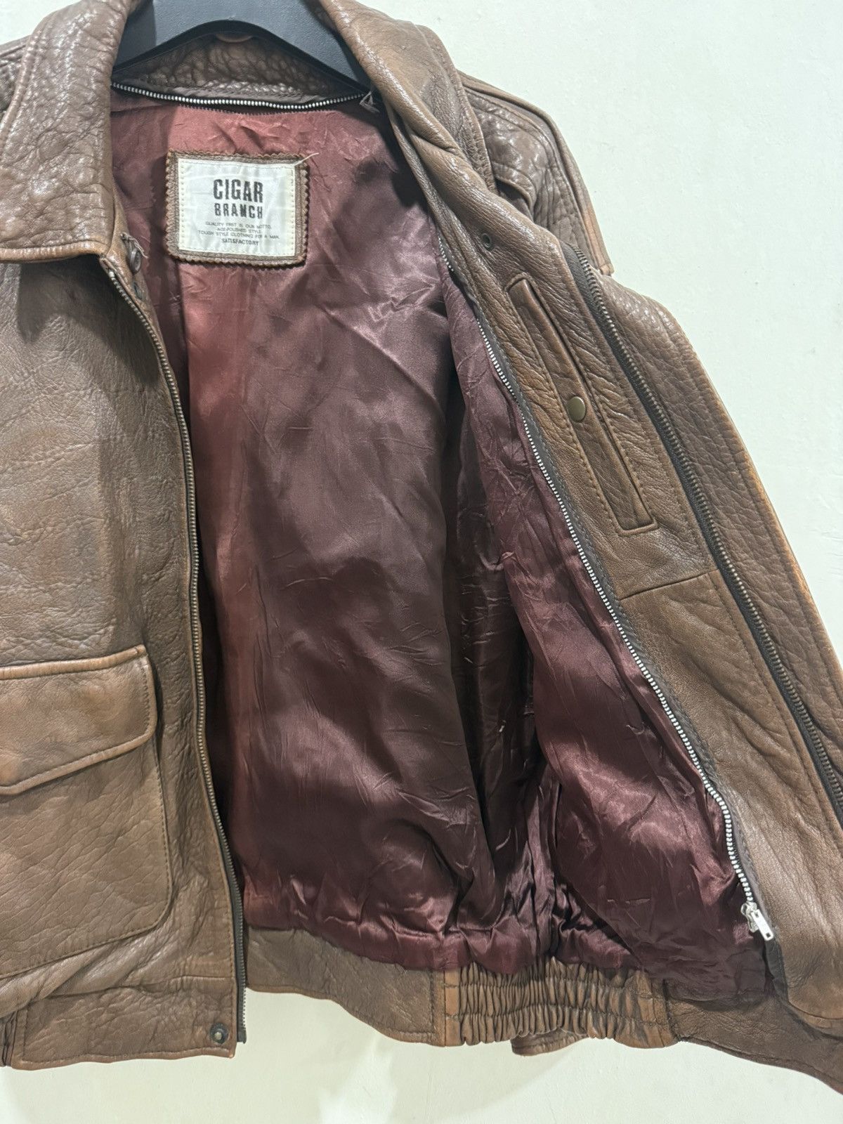Vintage VTG Cigar Branch Aviator Leather Jacket Size US L / EU 52-54 / 3 - 7 Thumbnail
