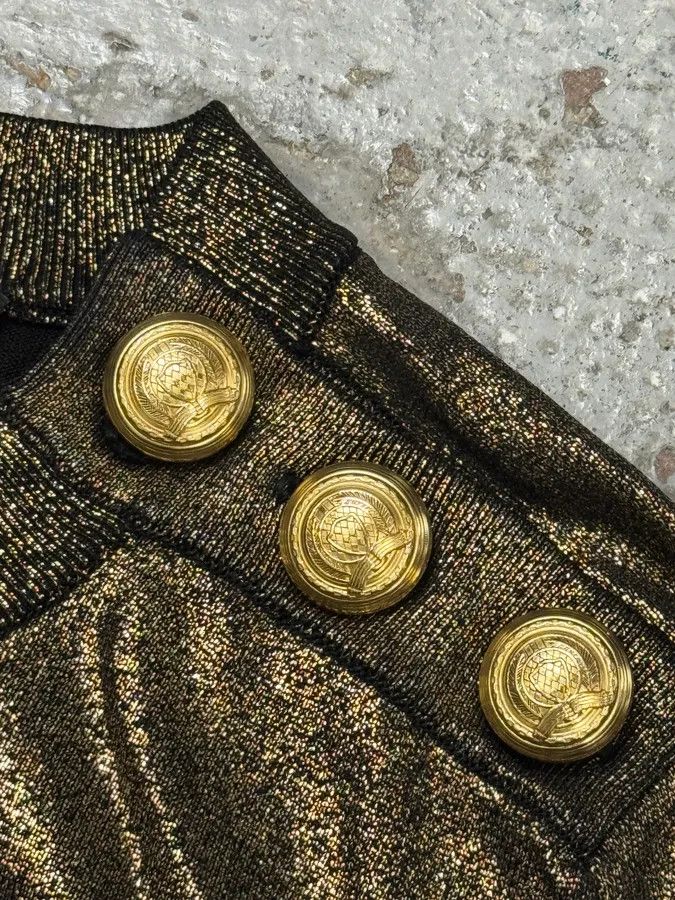 Balmain × Designer × Vintage AW2015 Balmain Golden Buttons Shiny Sweater Size S / US 4 / IT 40 - 4 Thumbnail
