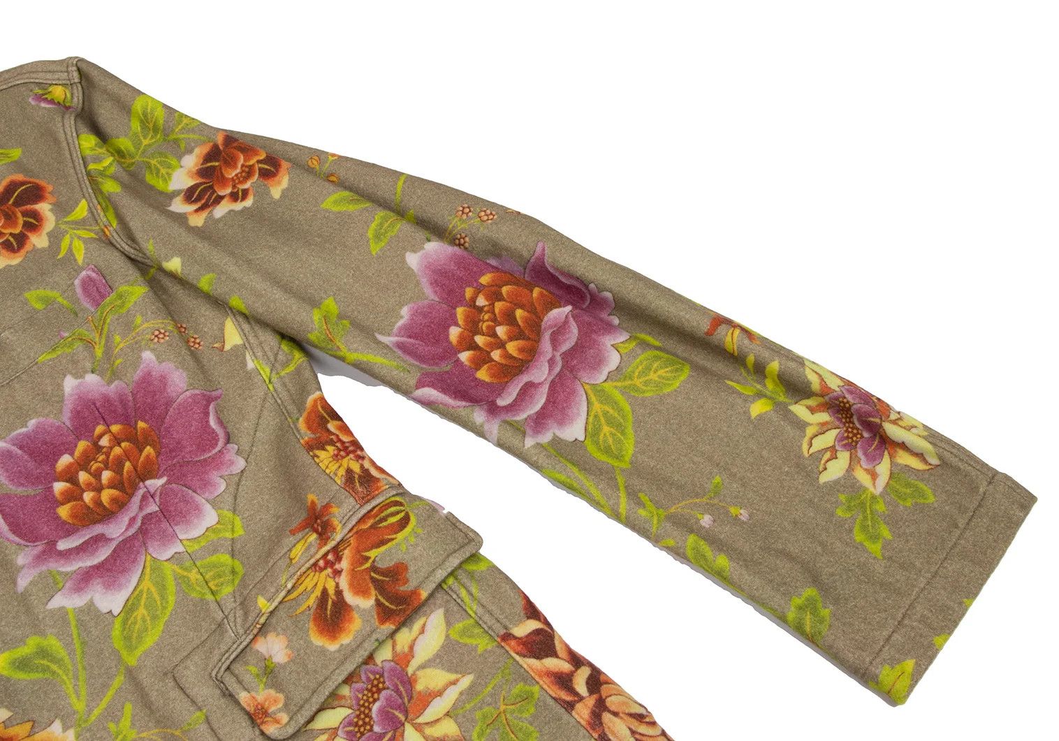 Jean Paul Gaultier Wool Floral Print Reversible Jacket in Khaki Multi Size US M / EU 48-50 / 2 - 6 Thumbnail