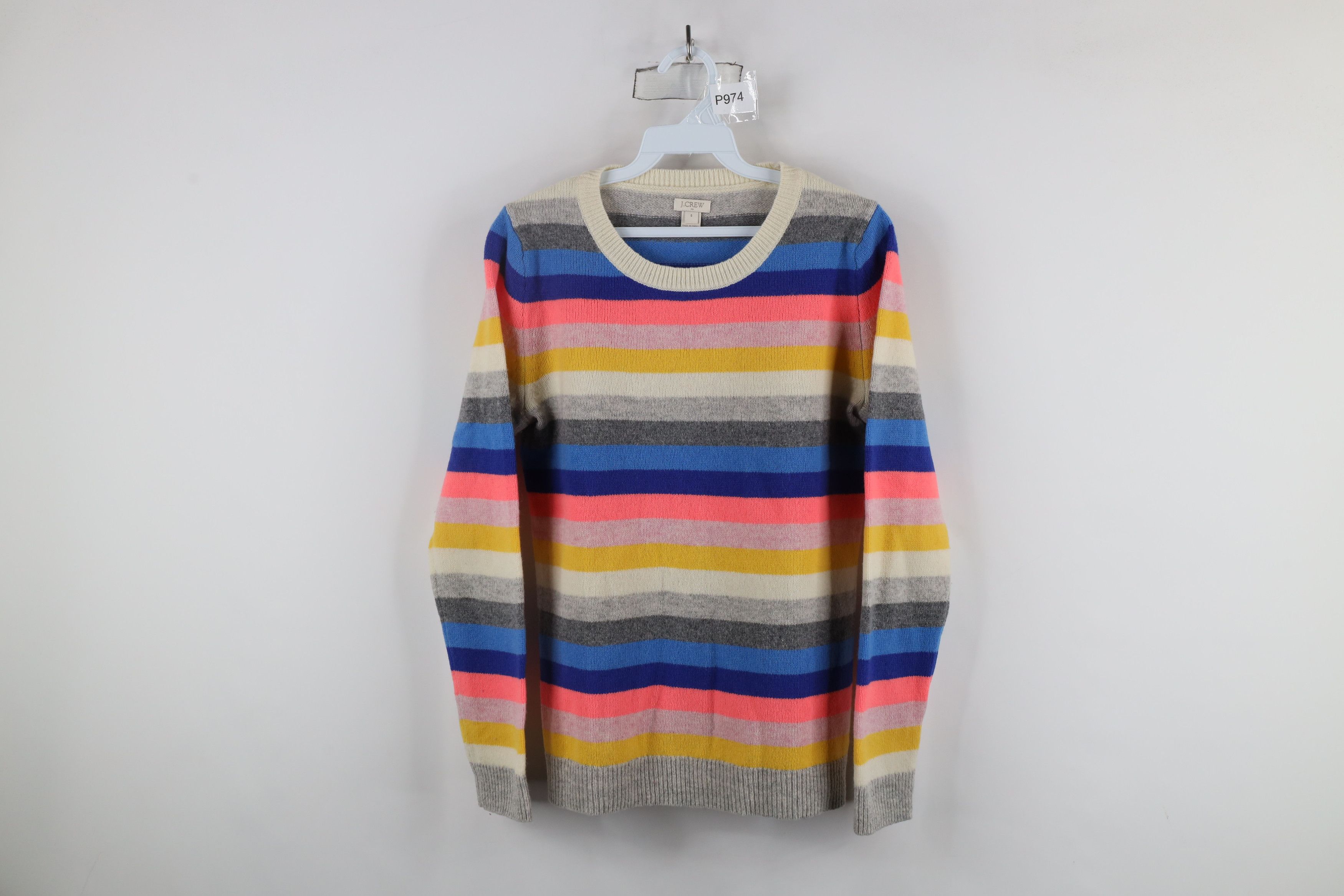 J.Crew × Vintage J Crew Rainbow Striped Lambswool Blend Knit Crewneck Sweater Size S / US 4 / IT 40 - 1 Thumbnail