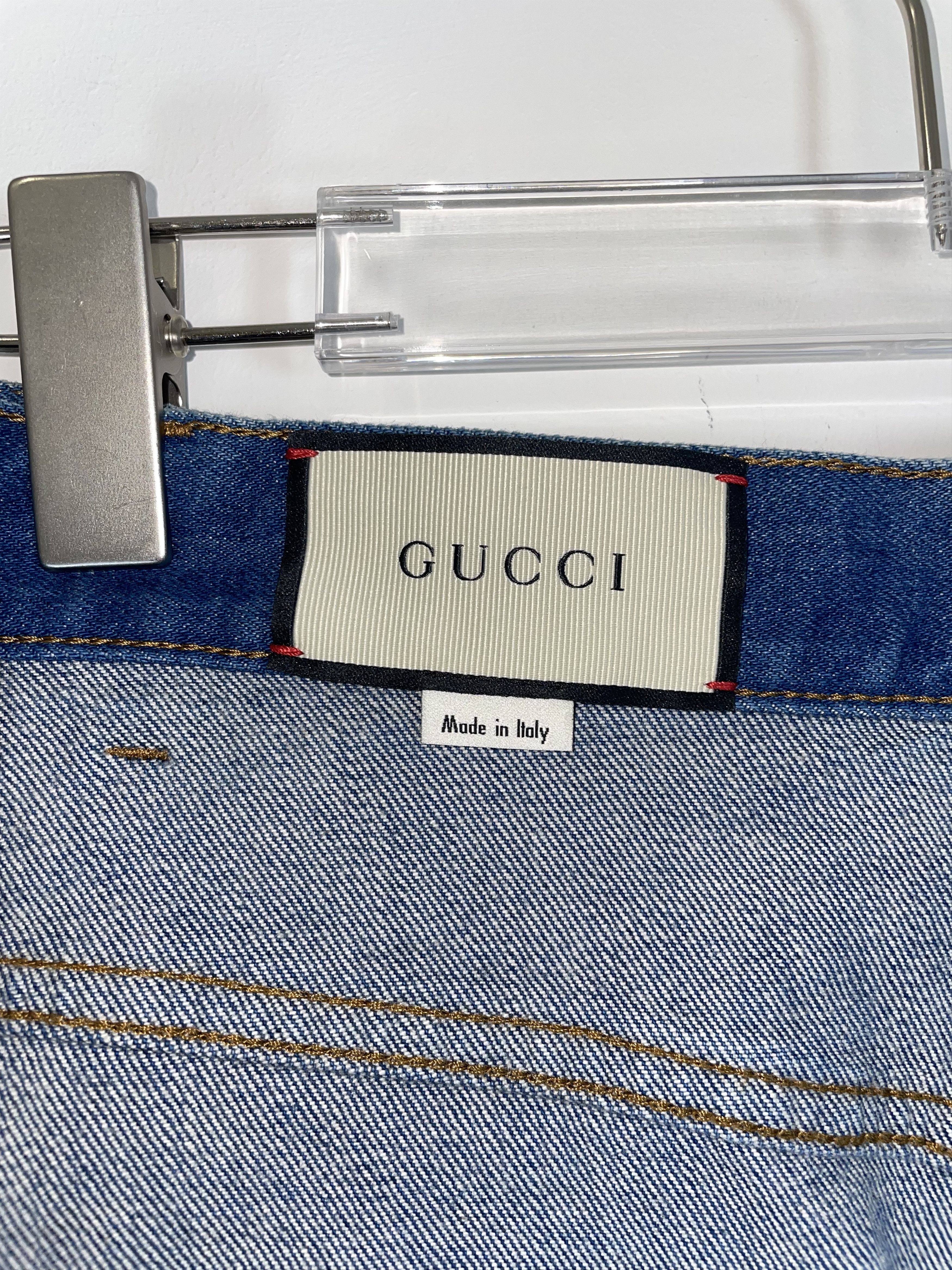 Gucci Embroidered Floral Butterfly Denim Skirt | IT38 UK6 XSmall Size 26" / US 2 / IT 38 - 3 Thumbnail