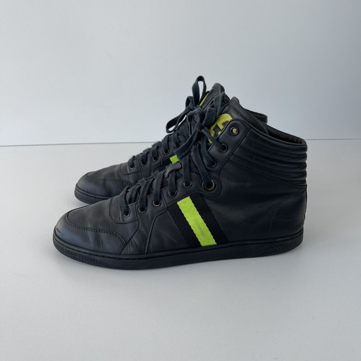 Gucci Gucci GG Nigh Top Viaggio Collection Leather Sneakers Black Size US 8 / EU 41 - 2 Thumbnail