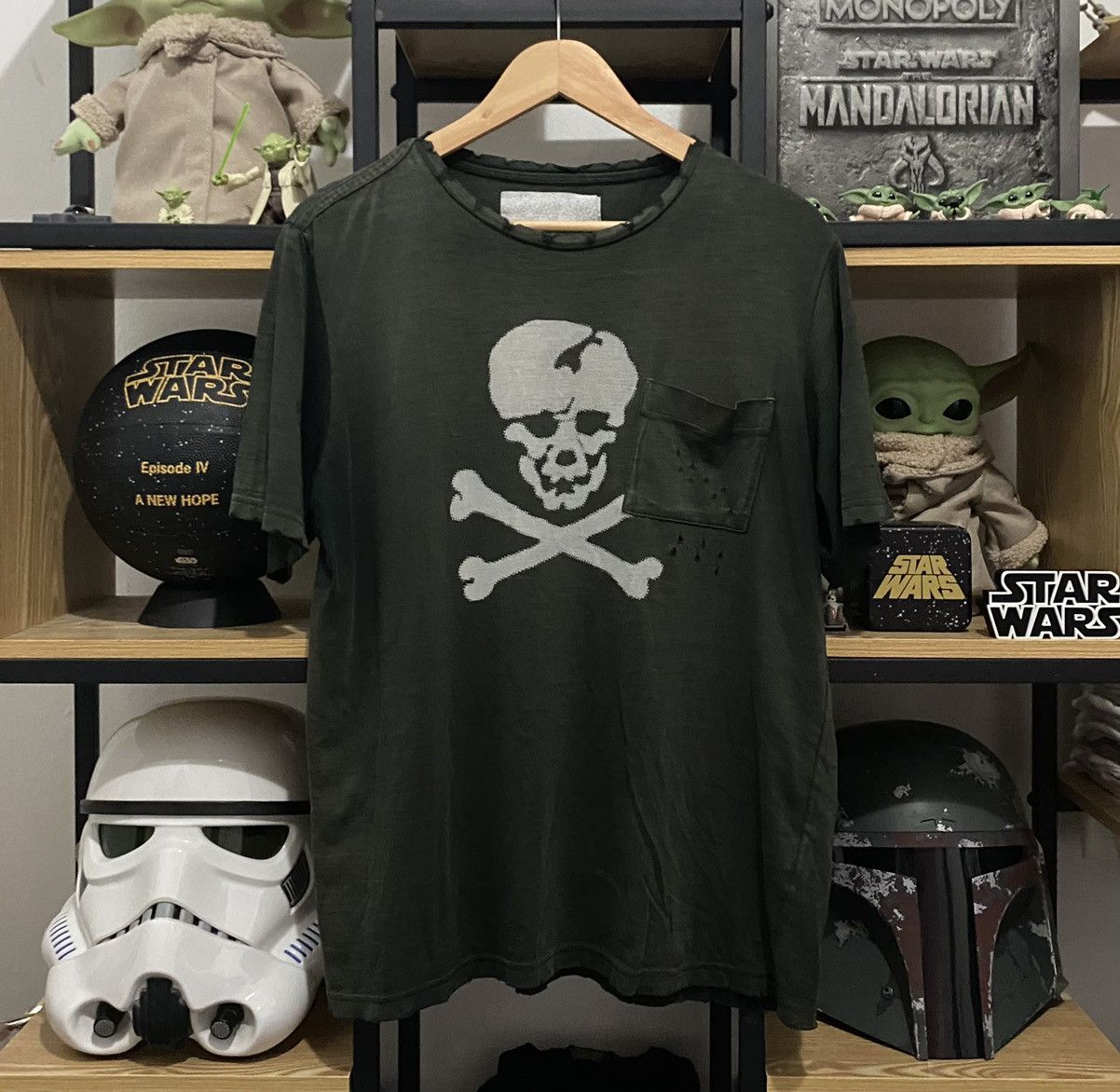 20471120 Japan Sindee Slick Punk Skull Distressed Style Pocket Tee Size US M / EU 48-50 / 2 - 1 Thumbnail