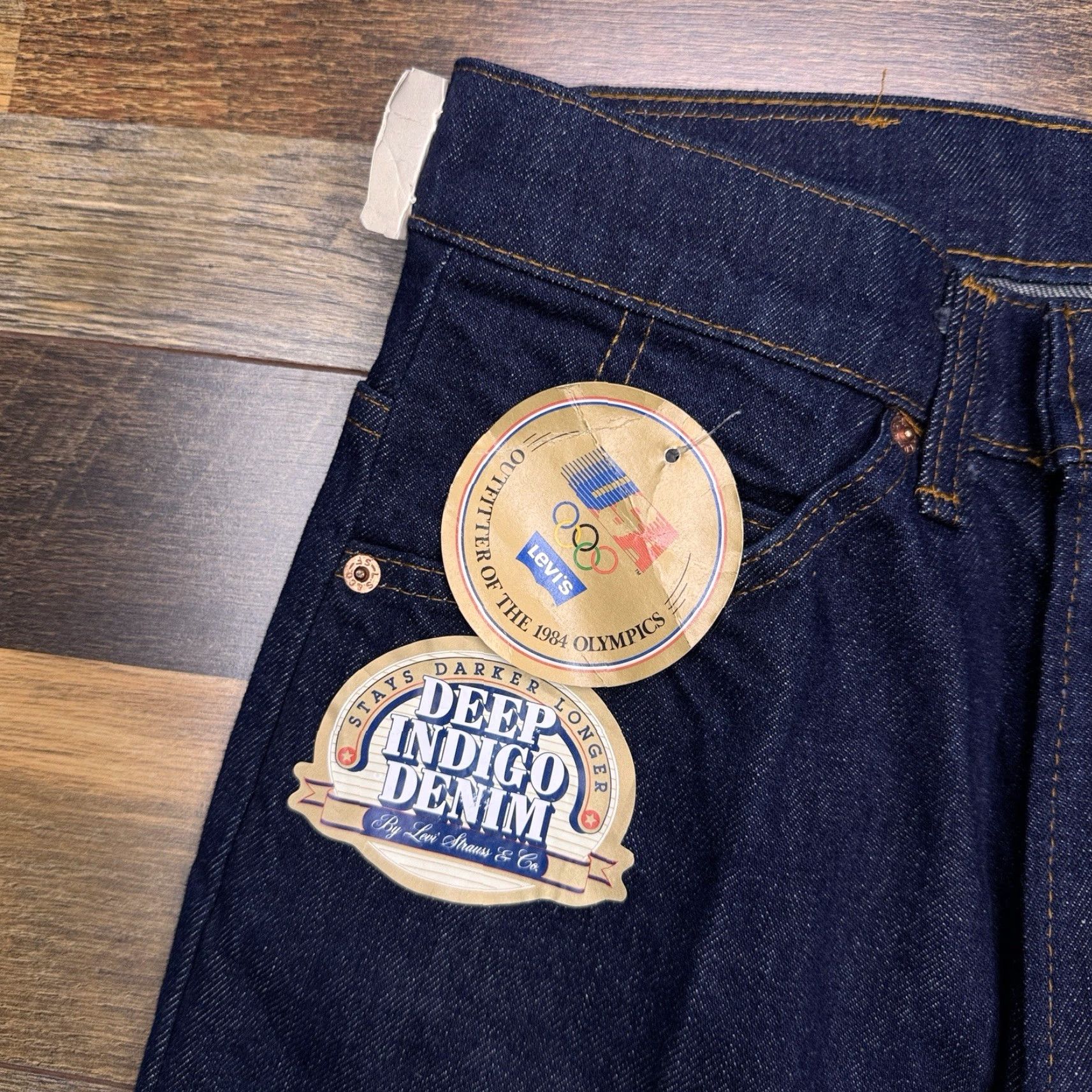 Levi's VINTAGE Levi's Jeans Straight Men's 29x34 Denim 80s Levi's 500 Series Dark Blue 5-Pocket Regular Waist 29 Inseam 34 New with Tags Size US 29 - 5 Thumbnail