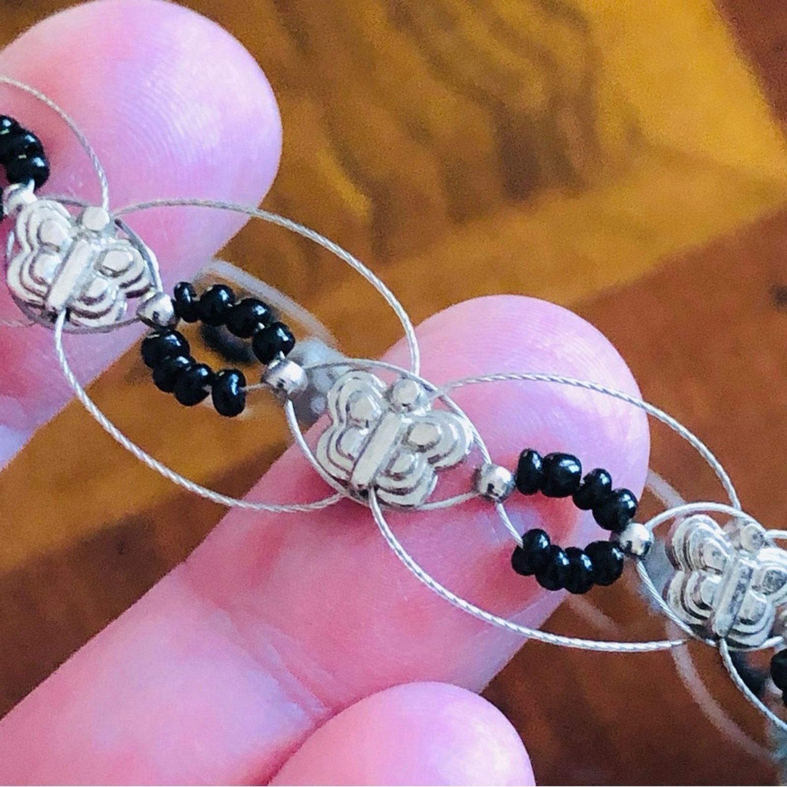 Handmade Handcrafted butterfly seed bead wire choker necklace Size ONE SIZE - 8 Thumbnail