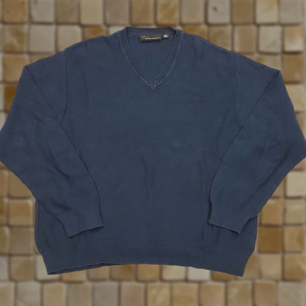 Logo 7 VINTAGE Greg Norman Shark Men's XL Knit Pullover V-Neck Golf Sweater Size US XL / EU 56 / 4 - 1 Thumbnail
