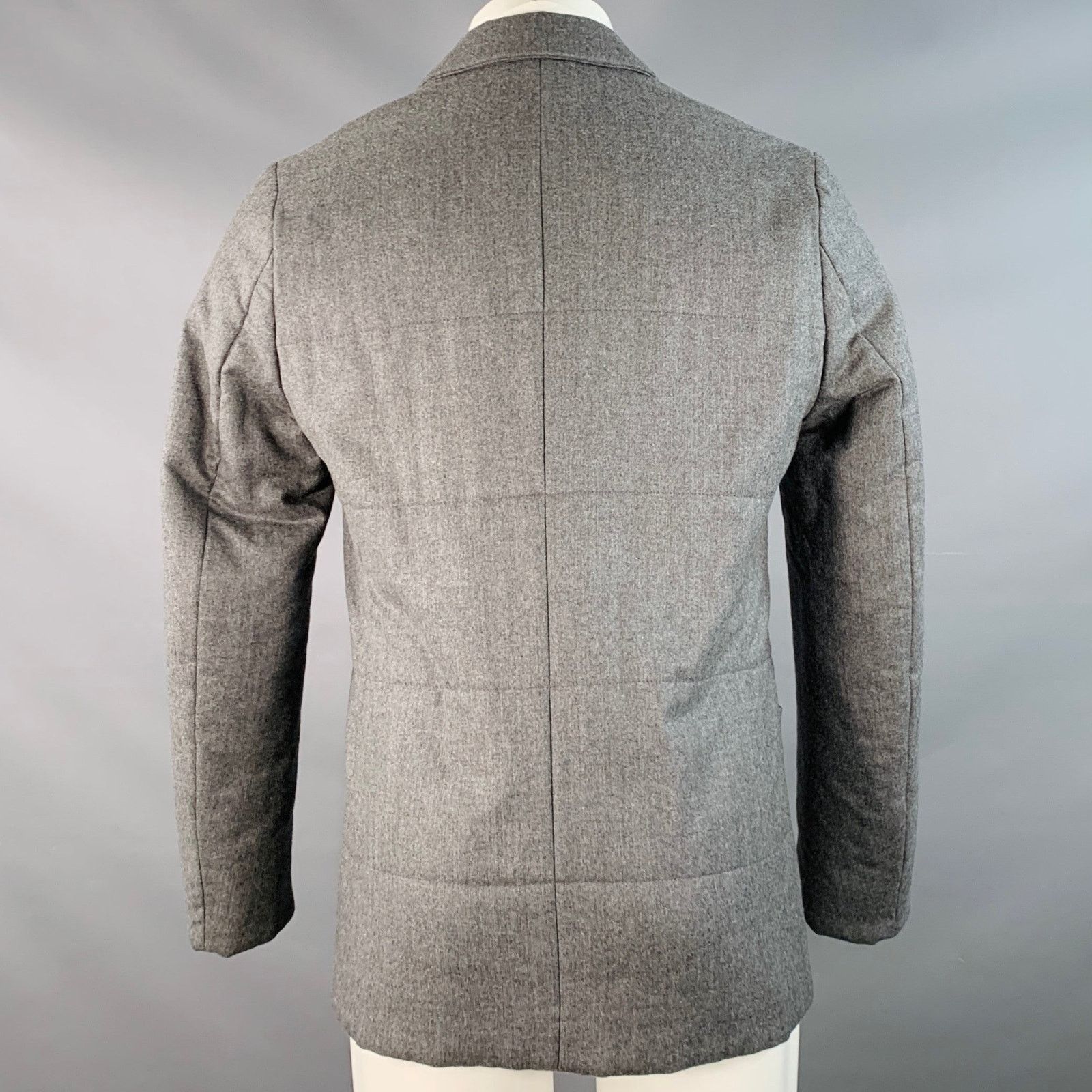 Paul Smith Size S Heather Grey Quilted Wool Notch Lapel Sport Coat Size 36R - 3 Thumbnail