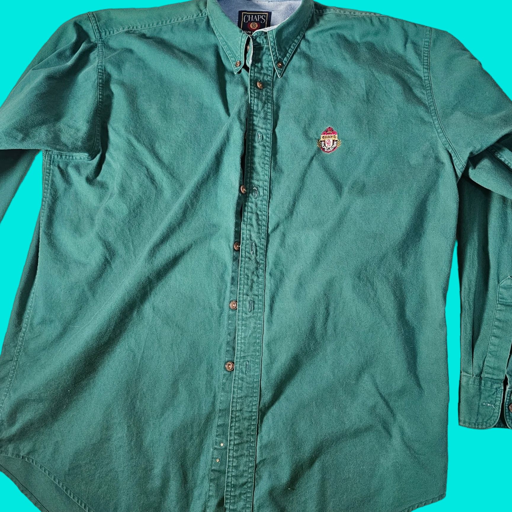 Chaps CHAPS Ralph Lauren Button Down Shirt Mens Size L Green Easy Care Chest Logo Shirt Size US L / EU 52-54 / 3 - 1 Thumbnail