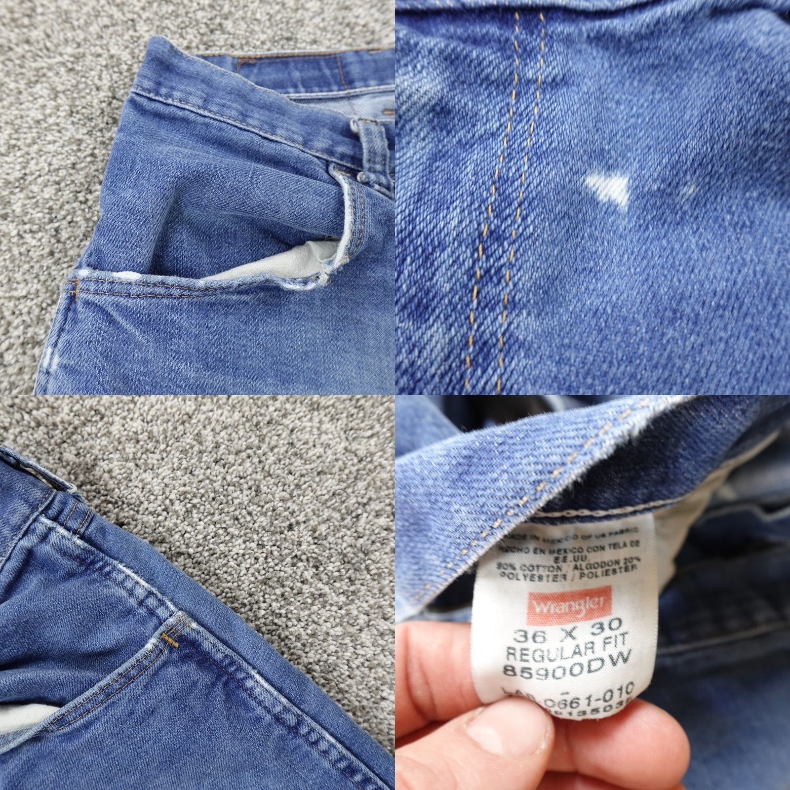 Wrangler Wrangler Jeans Mens 36X30 Dark Blue Denim Western Cowboy Rodeo Fade Grunge Jeans Mens Regular 36 Blue 5-Pocket Wrangler Mens Jeans Size US 36 / EU 52 - 9 Thumbnail