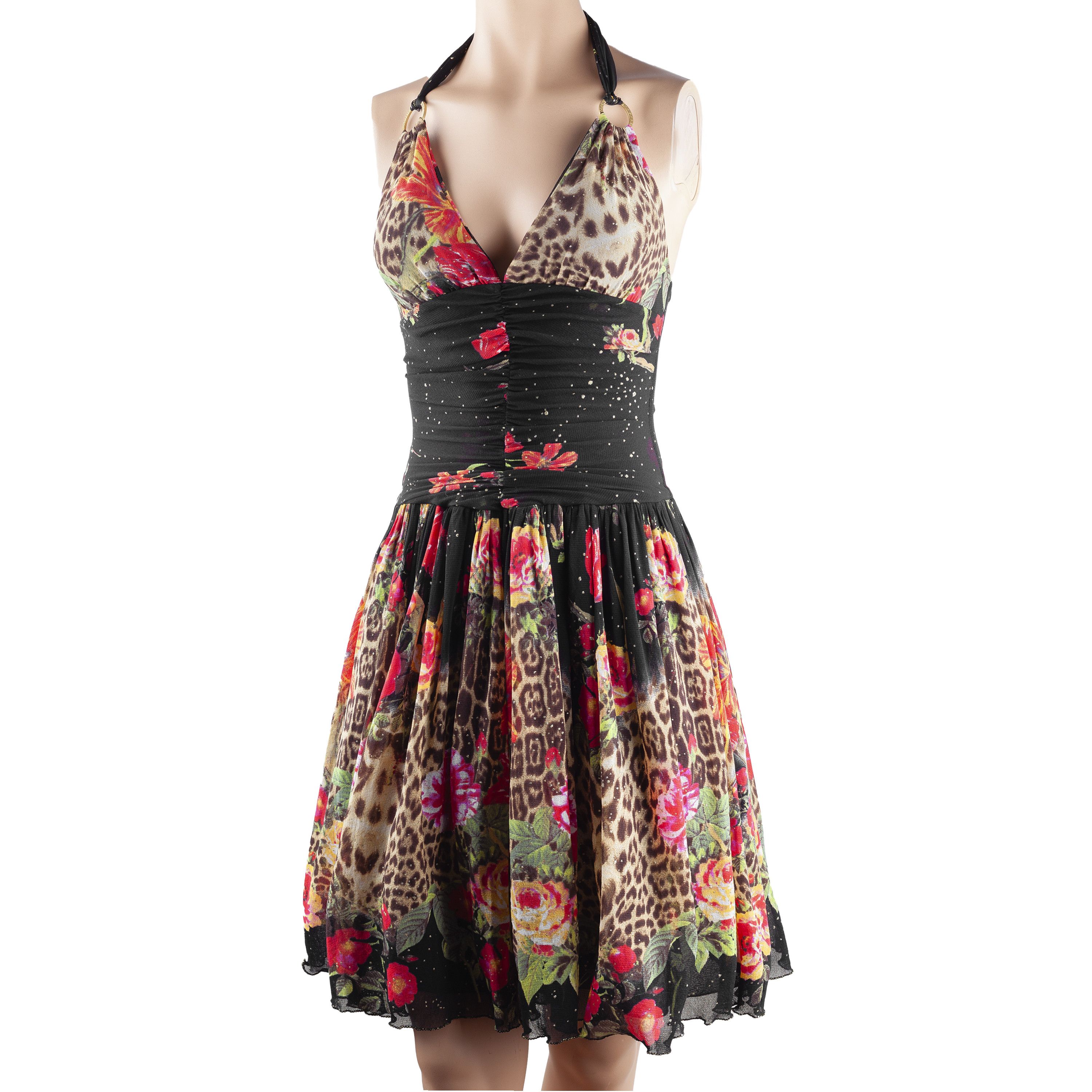 Roberto Cavalli Roberto Cavall Polyamide Mesh Floral Cheetah Midi Dress (M) Size M / US 6-8 / IT 42-44 - 1 Thumbnail