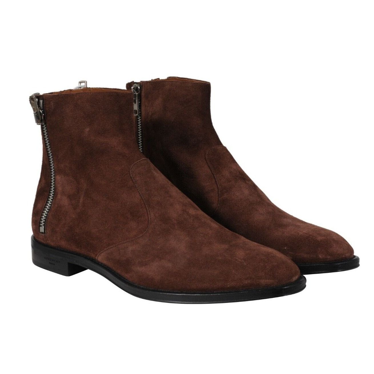 Givenchy Triple Zip Boots Brown Suede Diagonal Side Zip Size US 12 / EU 45 - 13 Thumbnail
