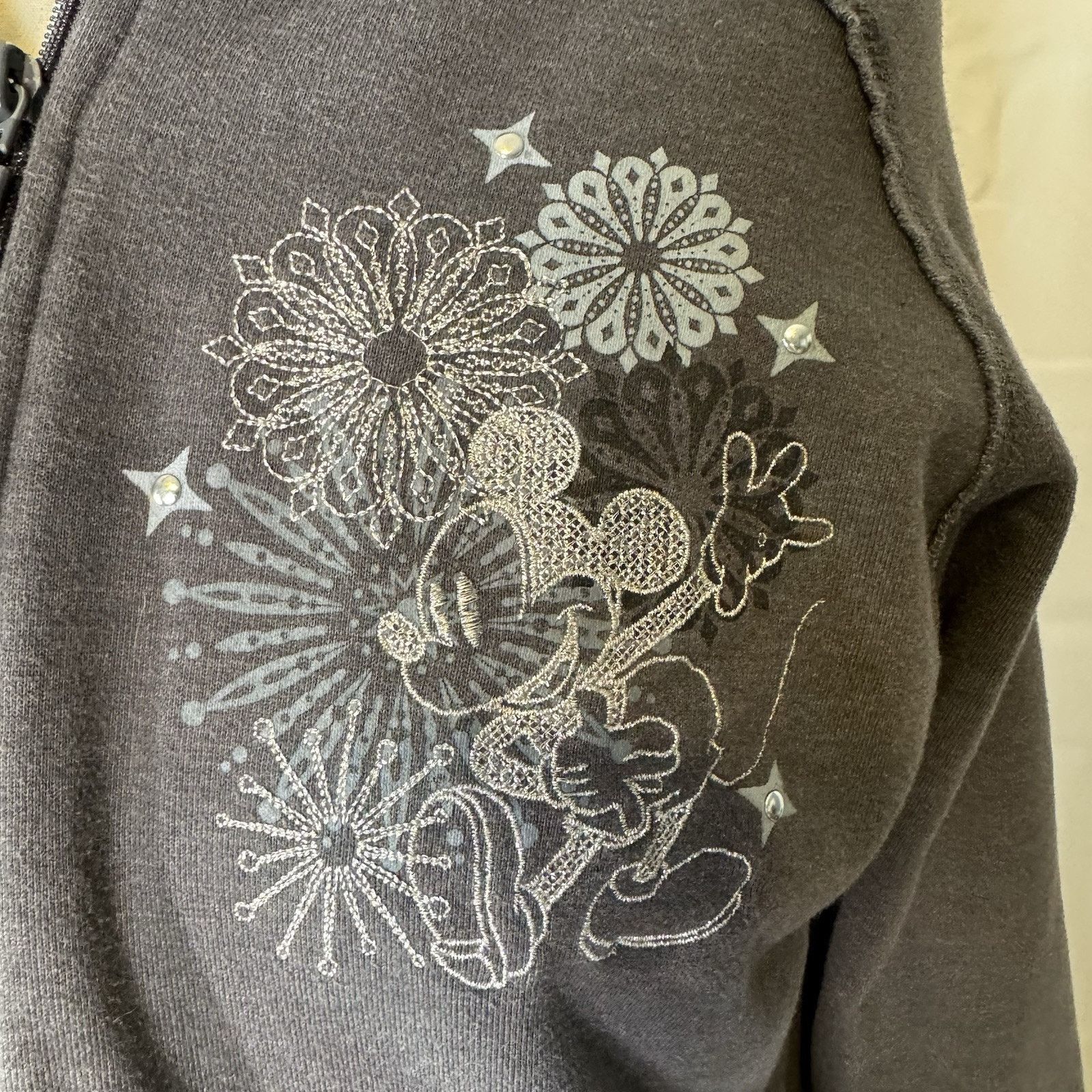 Disney Disney Parks Disneyland L Mickey Mouse Zip Up Hoodie Raw Hem Size L / US 10 / IT 46 - 3 Thumbnail
