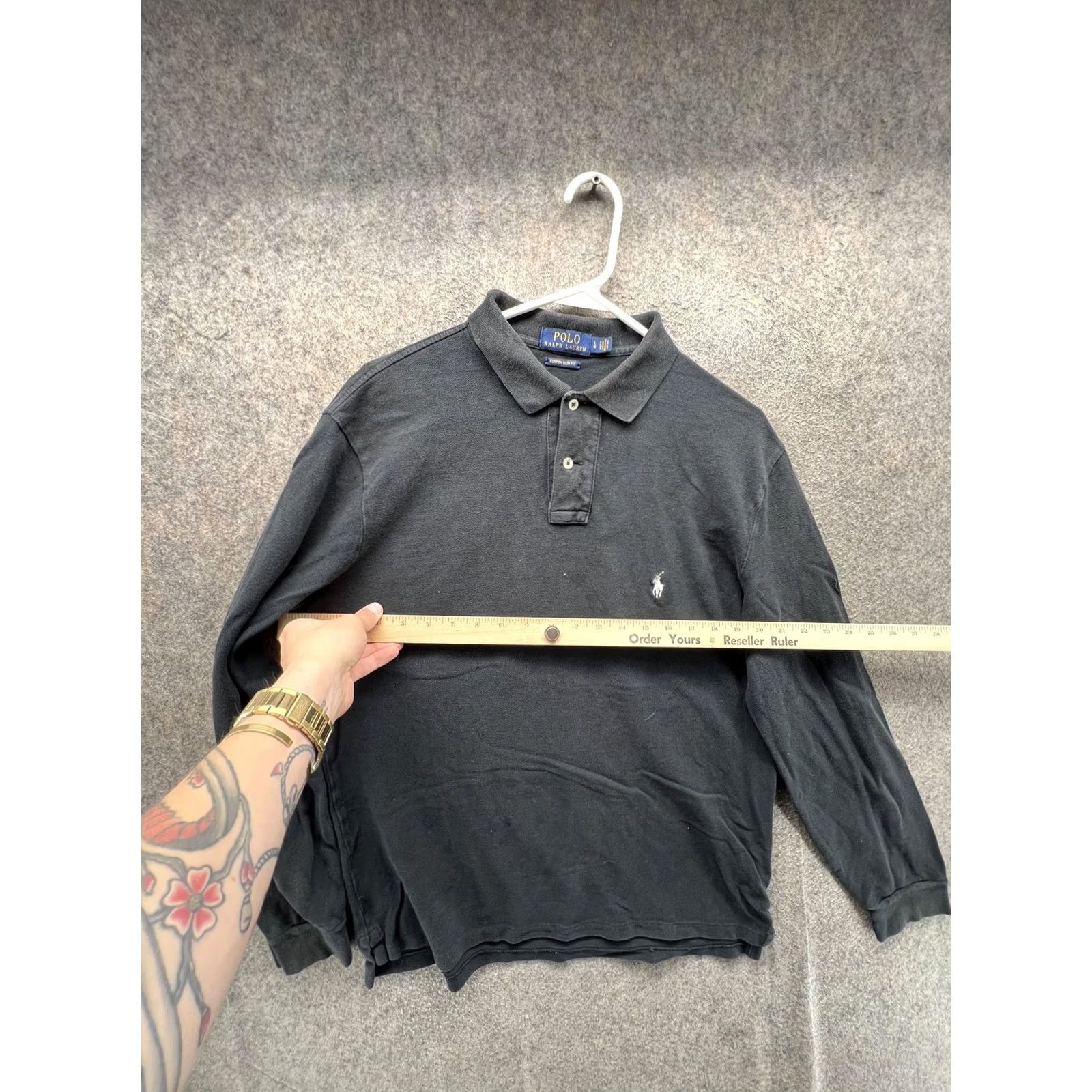 Polo Ralph Lauren VINTAGE Polo Ralph Lauren Polo Shirt Mens L Black Long Sleeve Custom Slim Rugby Shirt Size US L / EU 52-54 / 3 - 4 Thumbnail