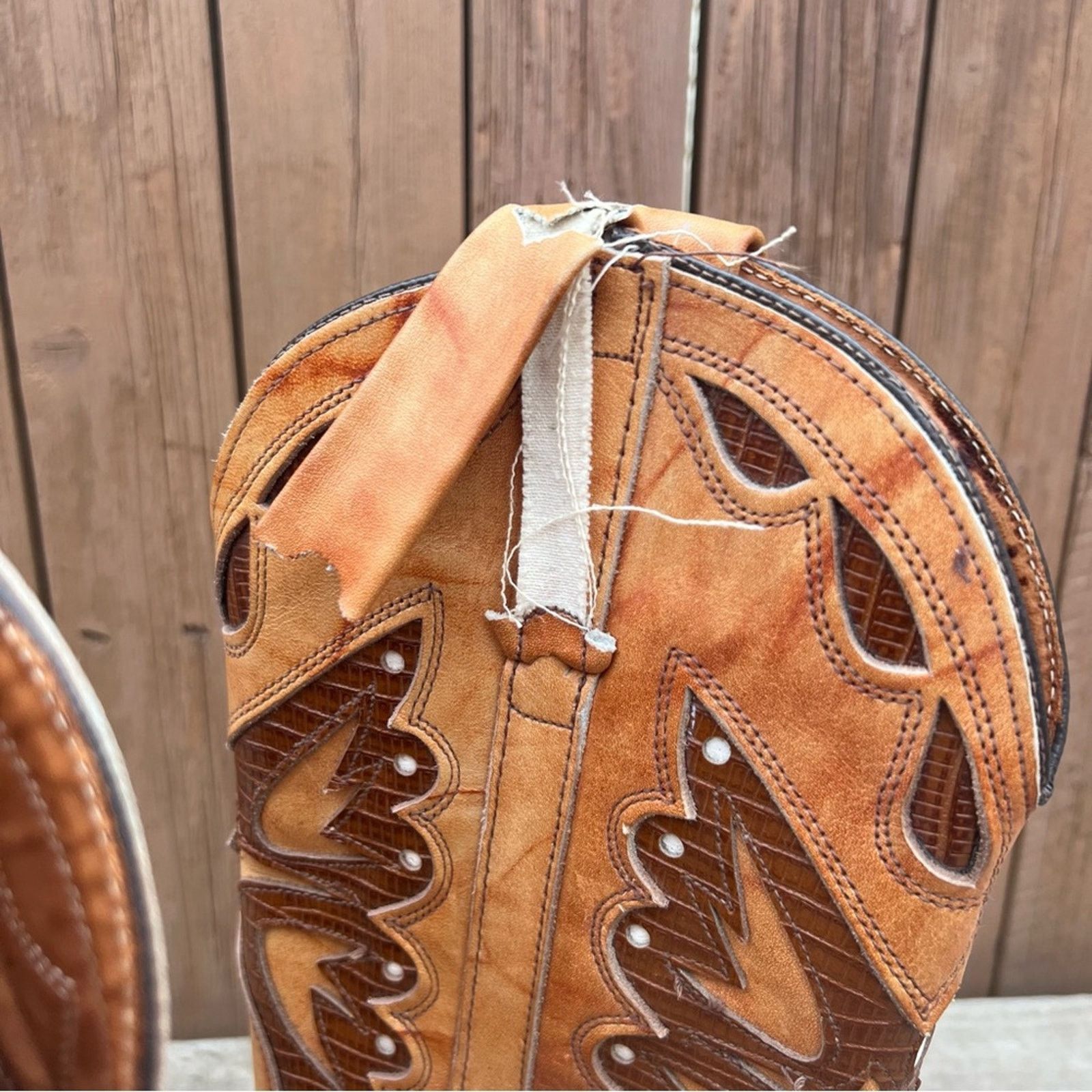 Vintage Miss Capezio Butterfly Boot stacked heel brindle tan leather Size US 7.5 / IT 37.5 - 7 Thumbnail