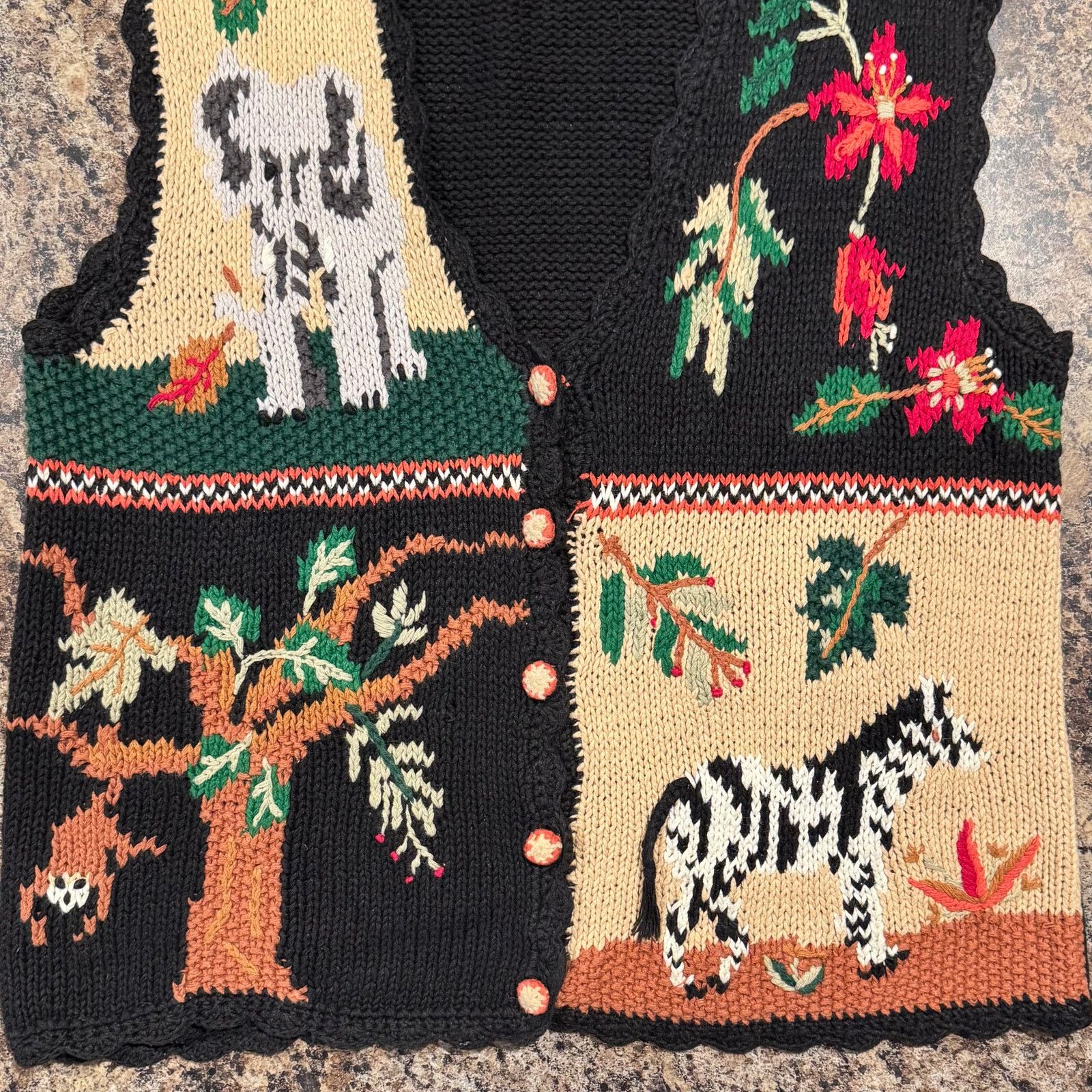 Other Vintage Hand Knit Sweater Vest Large Novelty Animal Safari Size L / US 10 / IT 46 - 6 Thumbnail