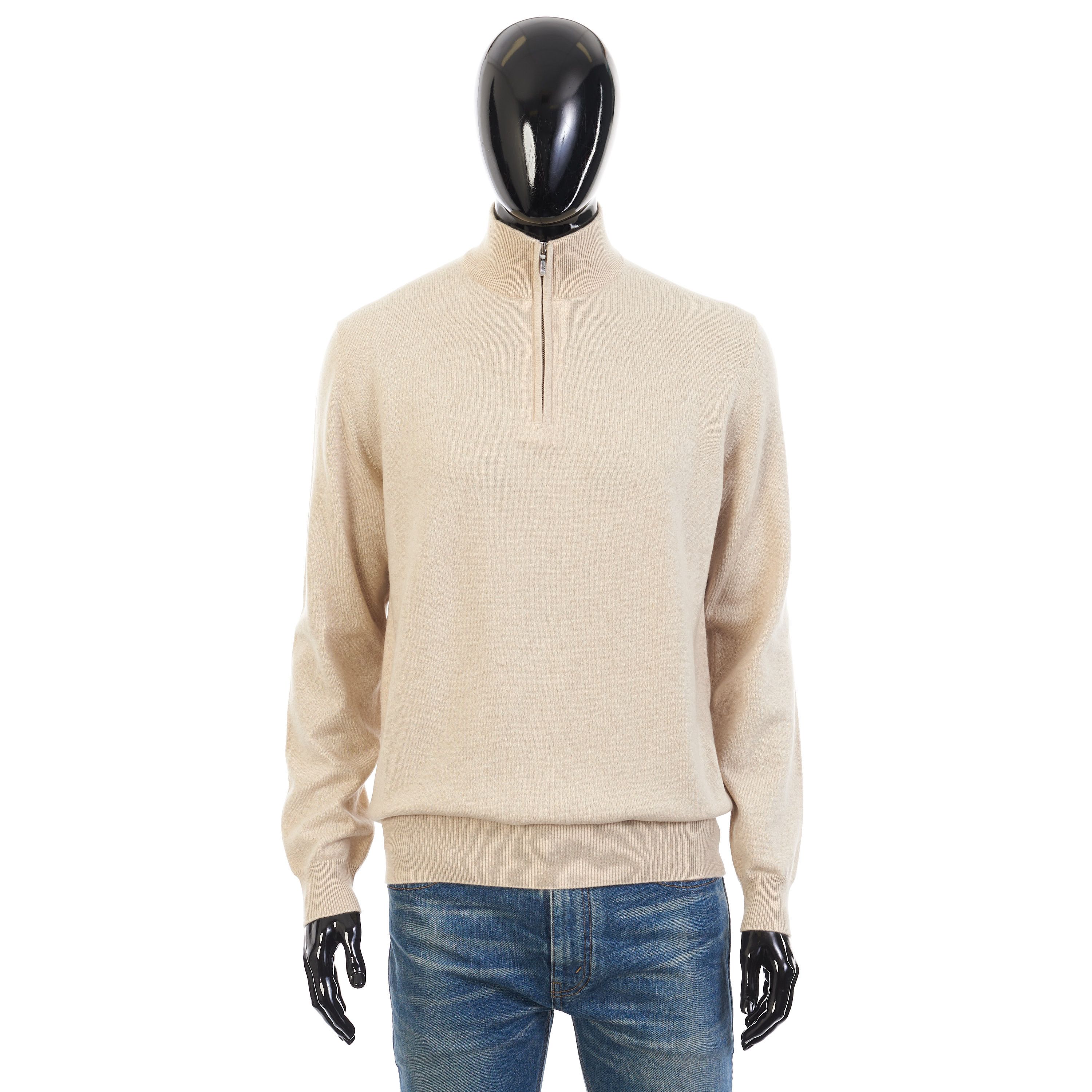 image of Loro Piana Mezzocollo Sweater In Natural Melange Size 62, Men's