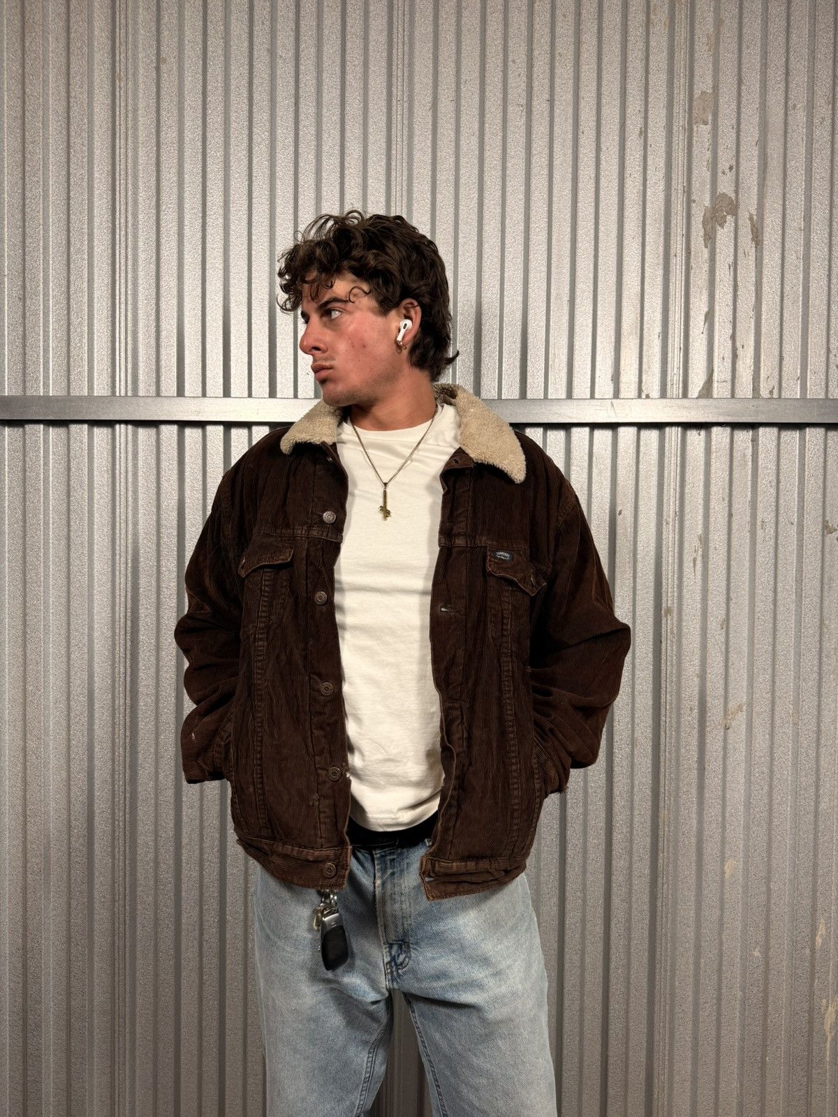 Levi's 90s Vintage Levis Mocha Distressed corduroy Cowboy Jacket Size US L / EU 52-54 / 3 - 2 Thumbnail