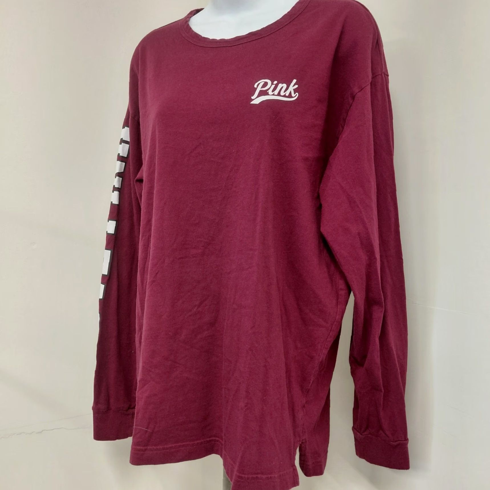 Victoria's Secret Victoria's Secret LOVE PINK T-Shirt Womens Medium Burgund Keyhole Back Casual Sleeve Long Sleeve Size M / US 6-8 / IT 42-44 - 3 Thumbnail