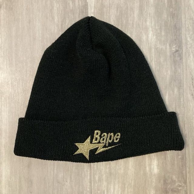 Bape BAPE STA LOGO beanie knit cap black gold a bathing ape star Size ONE SIZE - 1 Thumbnail