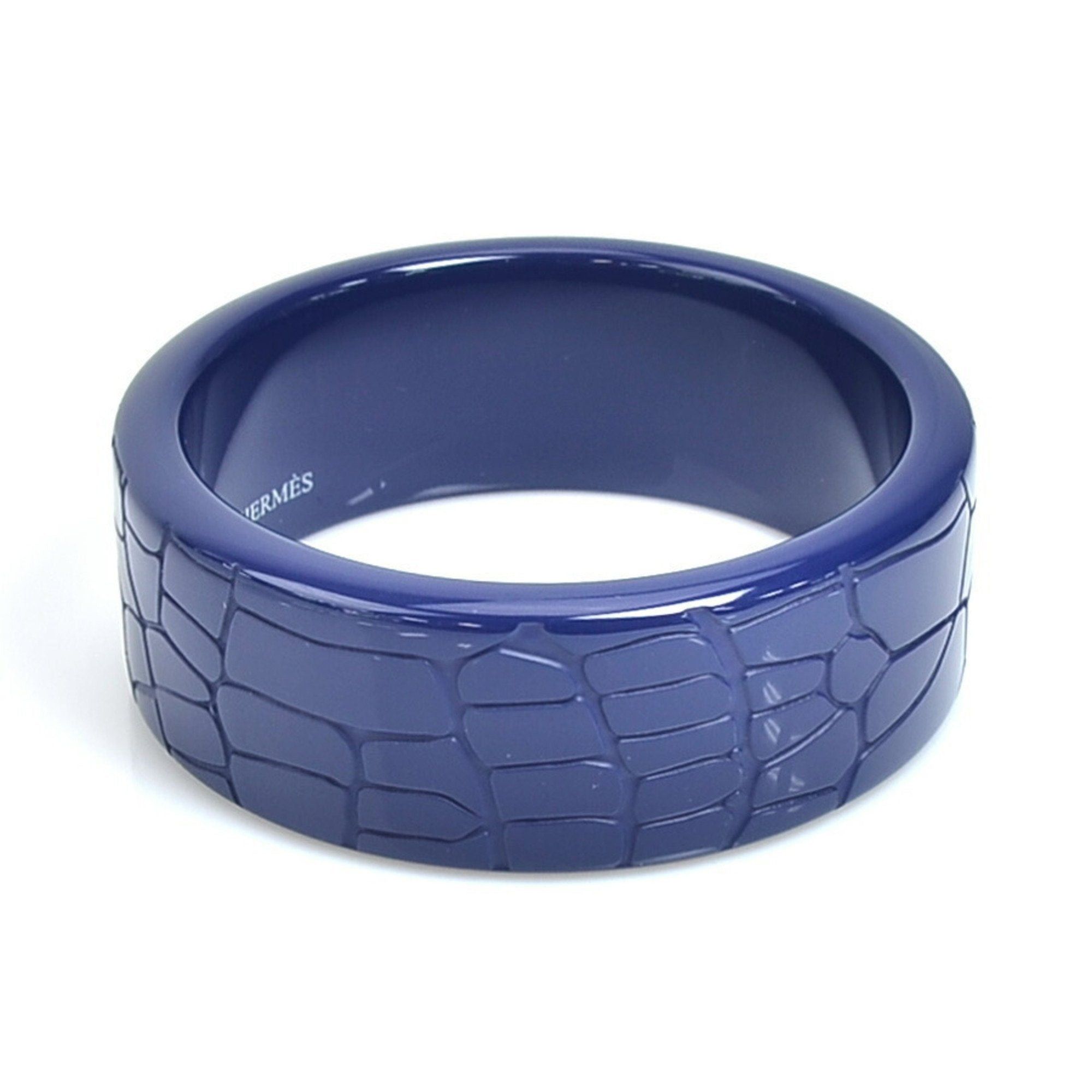 image of Hermes Bangle Bracelet Lacquer Wood Dark Blue Unisex in Black, Women's