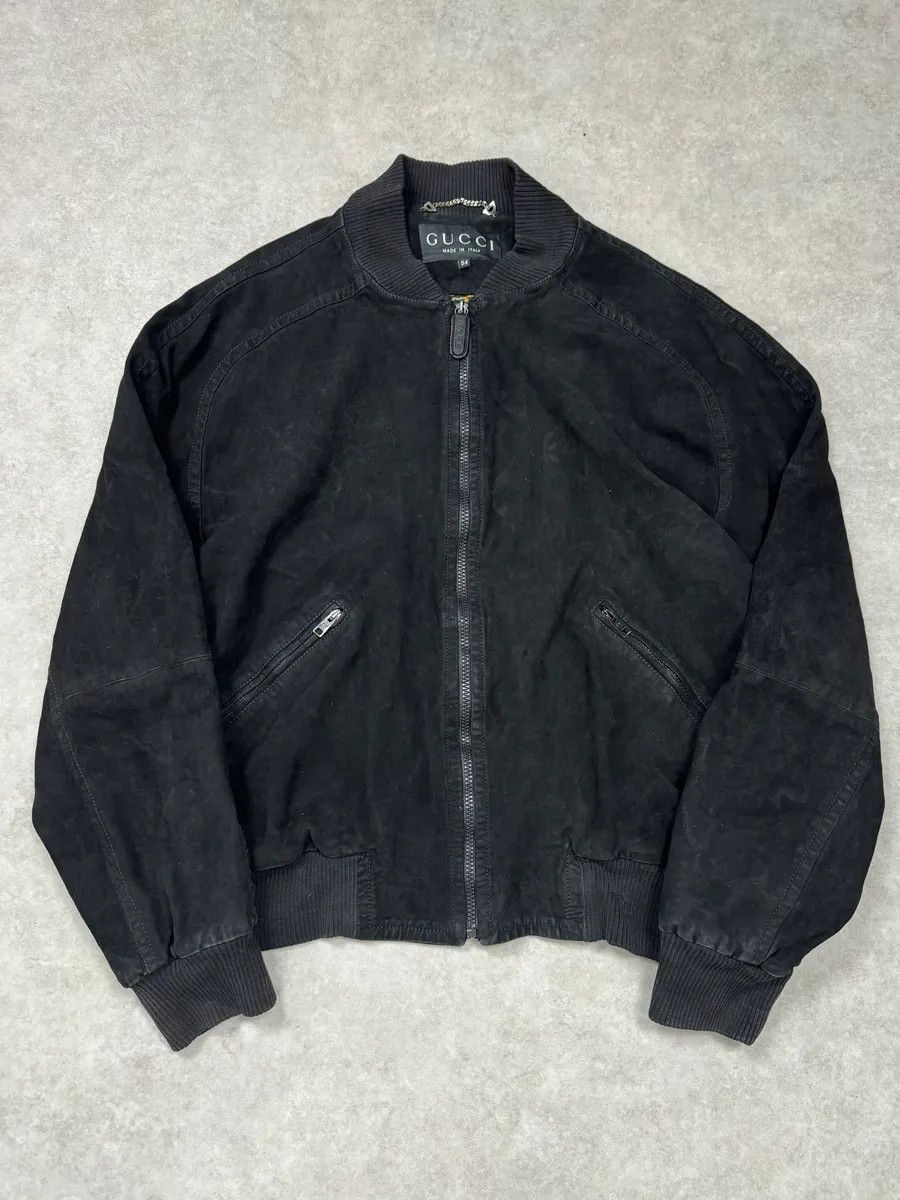 Gucci 2000s Gucci Black Suede Bomber Jacket Size US L / EU 52-54 / 3 - 4 Thumbnail