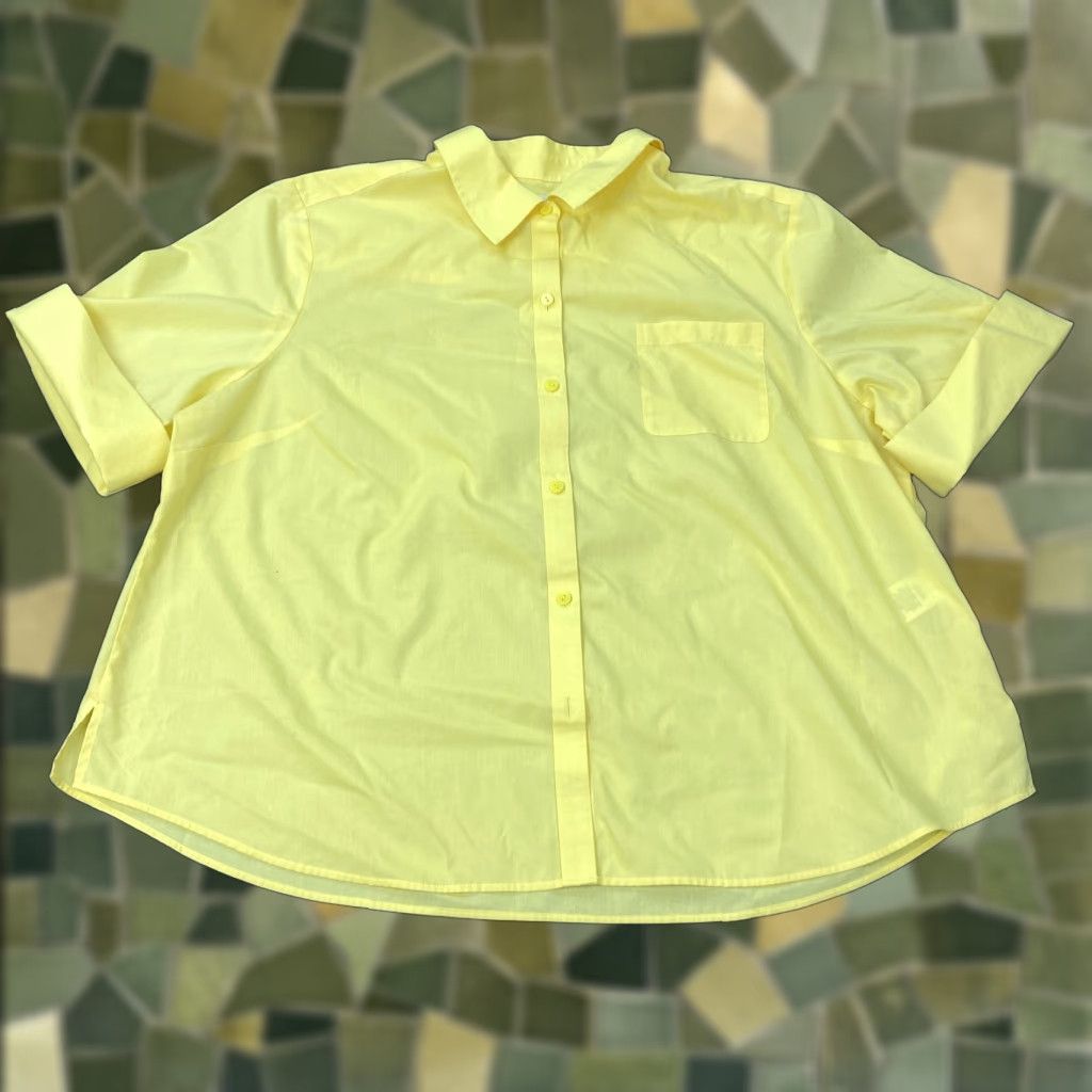 Vintage Appleseed's Foxcroft Shirt Womens 22W Yellow Wrinkle Free Short Sleeve Button Size 3XL / US 20-22 - 1 Thumbnail