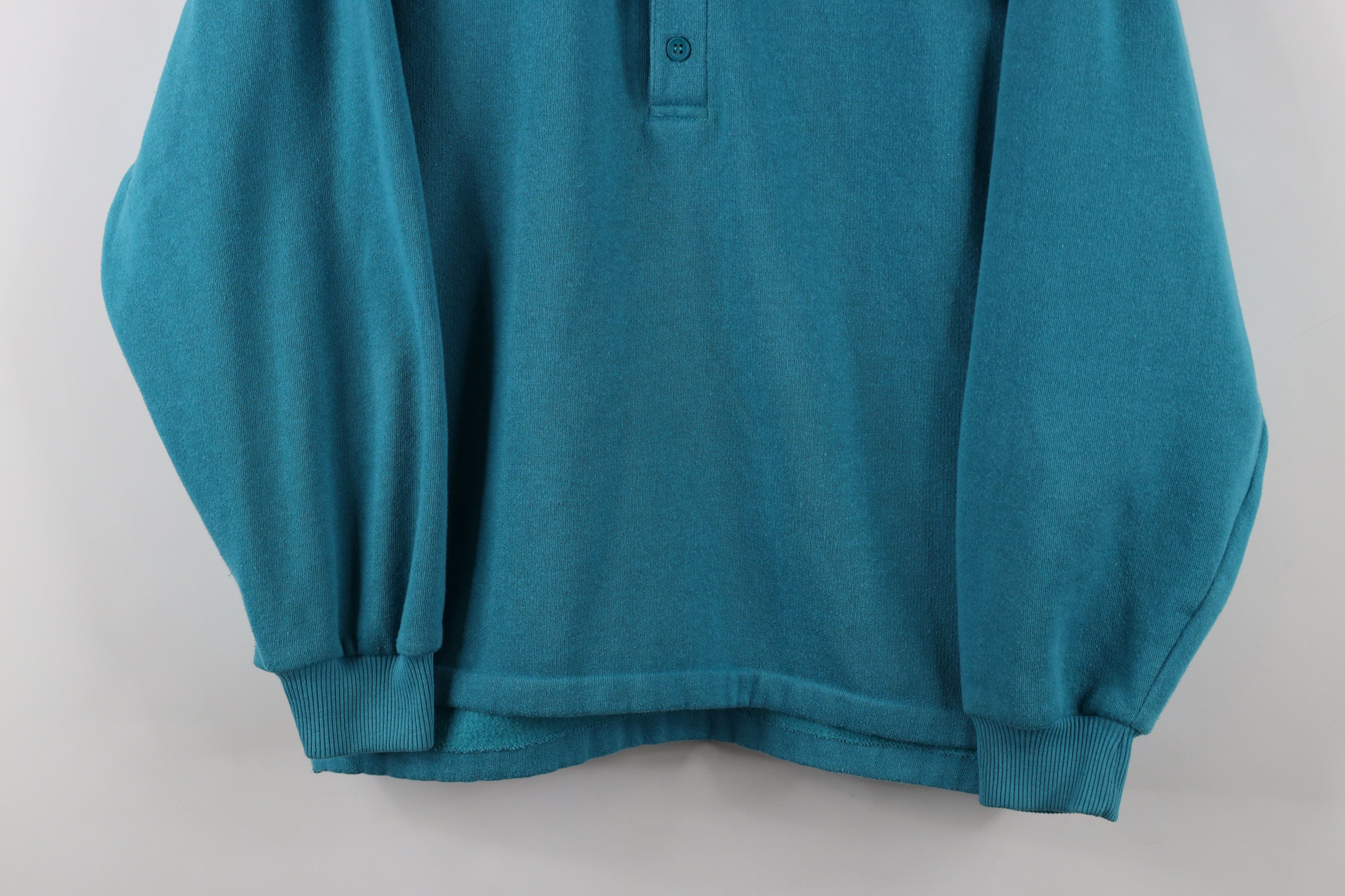 Vintage Vintage 90s Streetwear Boxy Fit Collared Sweatshirt Teal Size US L / EU 52-54 / 3 - 3 Thumbnail