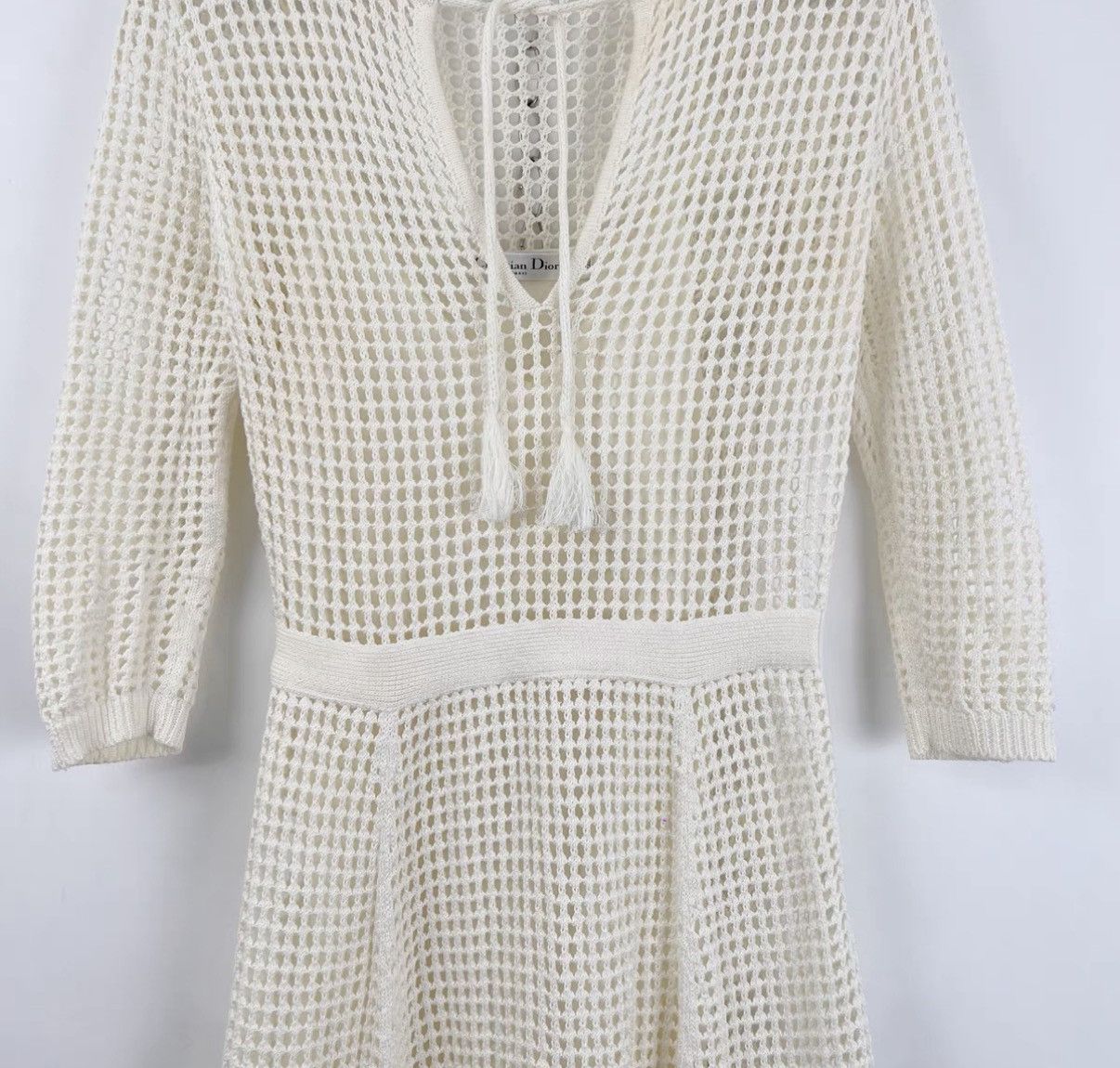 Dior Dior Women's Off-White Two-Piece Cutout Knit Dress K12 Size XXS / US 00 / IT 34 - 3 Thumbnail