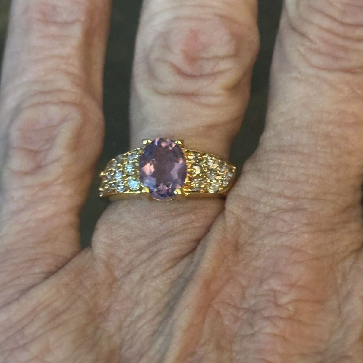 Vintage Vintage LIND 14KHGE amethyst & simulated diamonds ring Size ONE SIZE - 5 Thumbnail