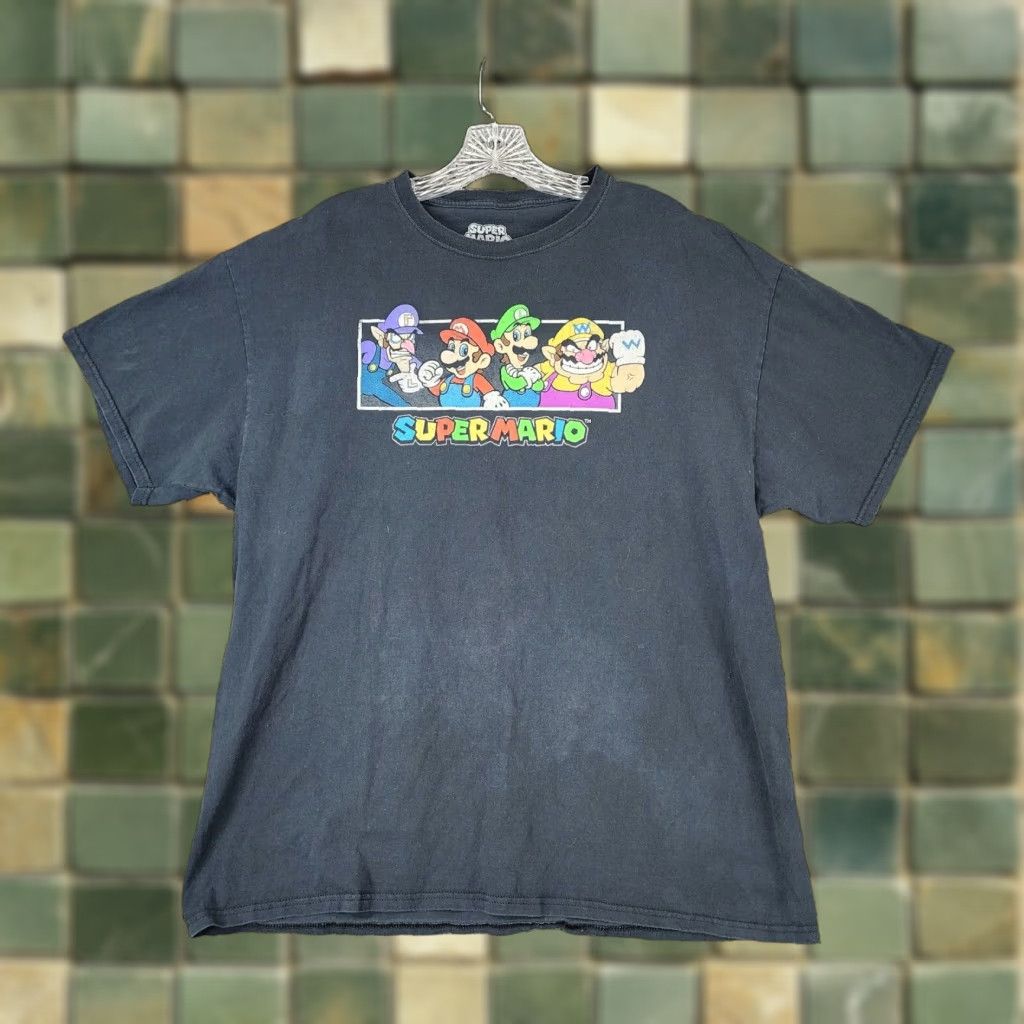 Vintage SUPER MARIO Graphic T-Shirt Black XL Mens Mario Luigi Wario Waluigi Size US XL / EU 56 / 4 - 1 Thumbnail