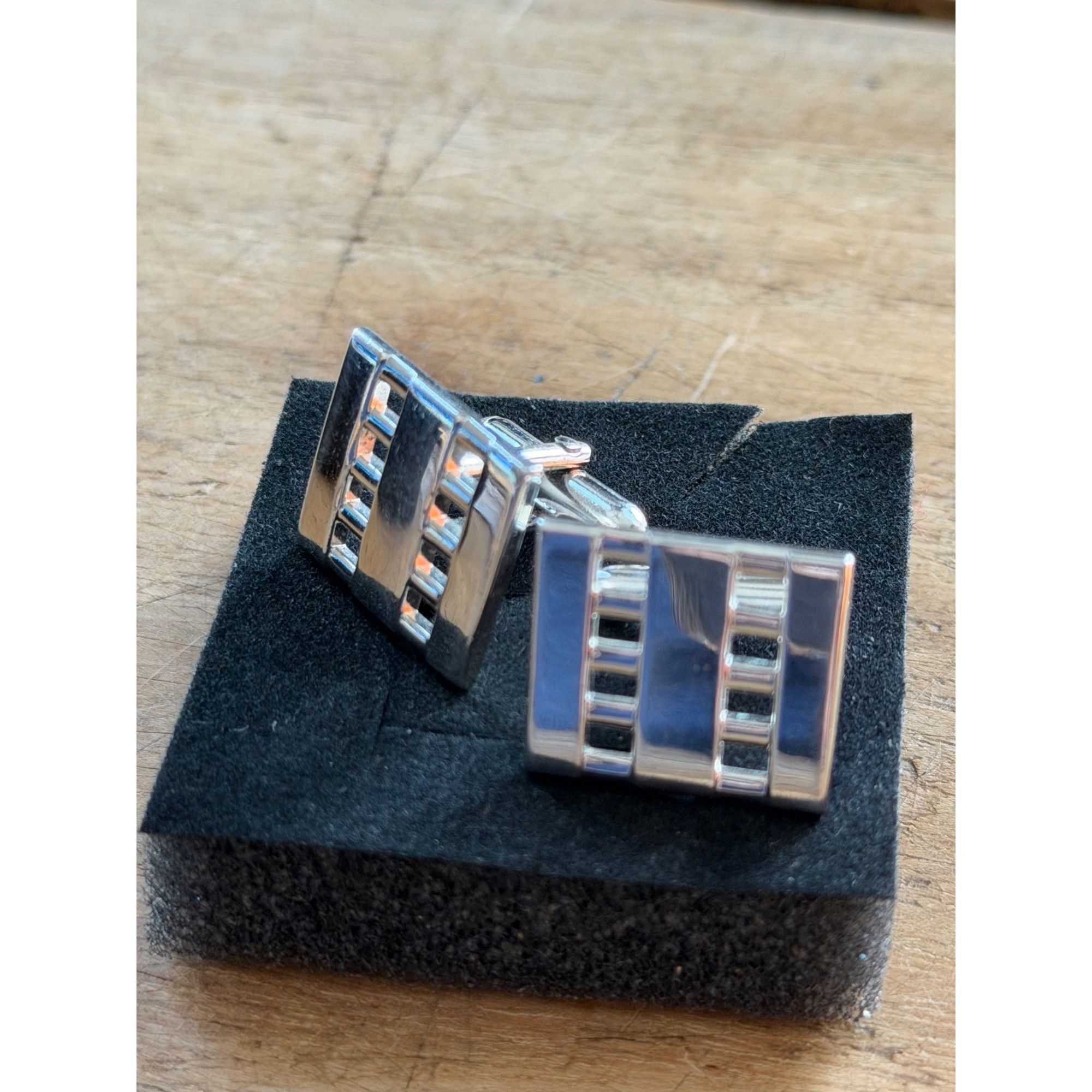 Other Silver-Toned Rectangular Cufflinks With Textured Geometric D Size ONE SIZE - 6 Thumbnail