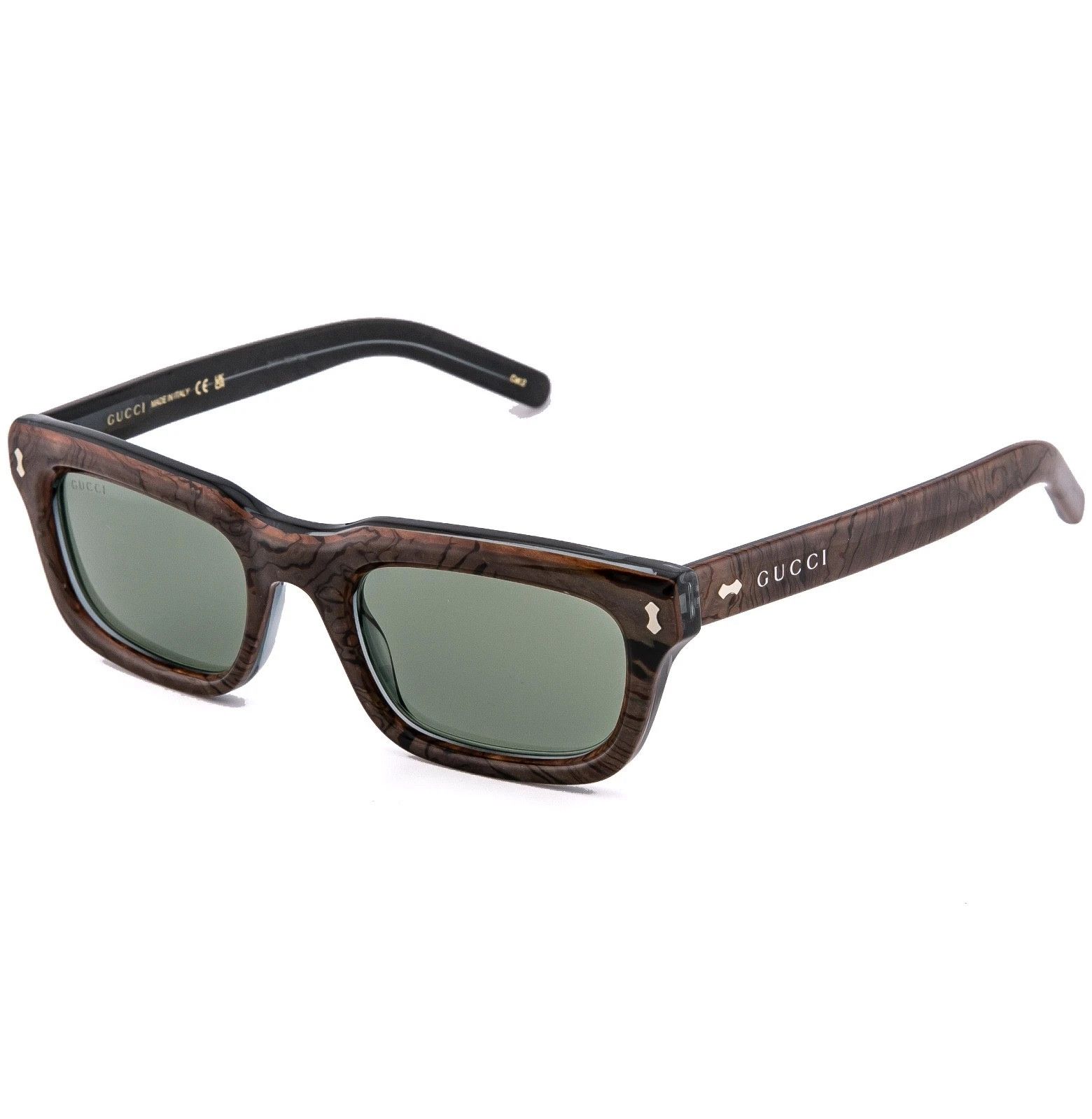 Gucci GUCCI 1524 Gg1524S Brown Wood Print Green Narrow Square 003 Size ONE SIZE - 4 Thumbnail