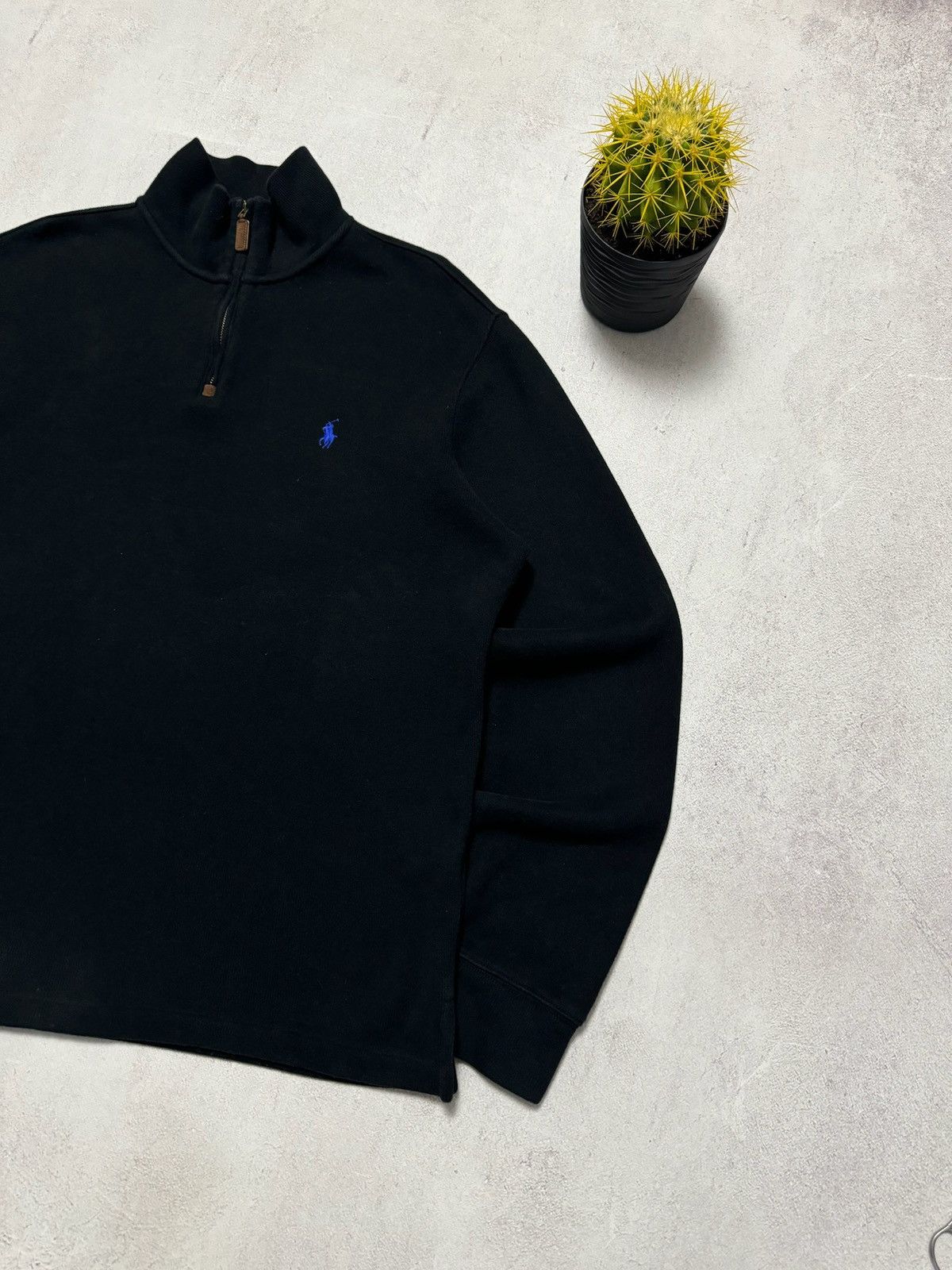 Polo Ralph Lauren × Vintage Vintage Polo Ralph Lauren Sweater Zip 1/3 Black Baggy 90s Size US L / EU 52-54 / 3 - 3 Thumbnail