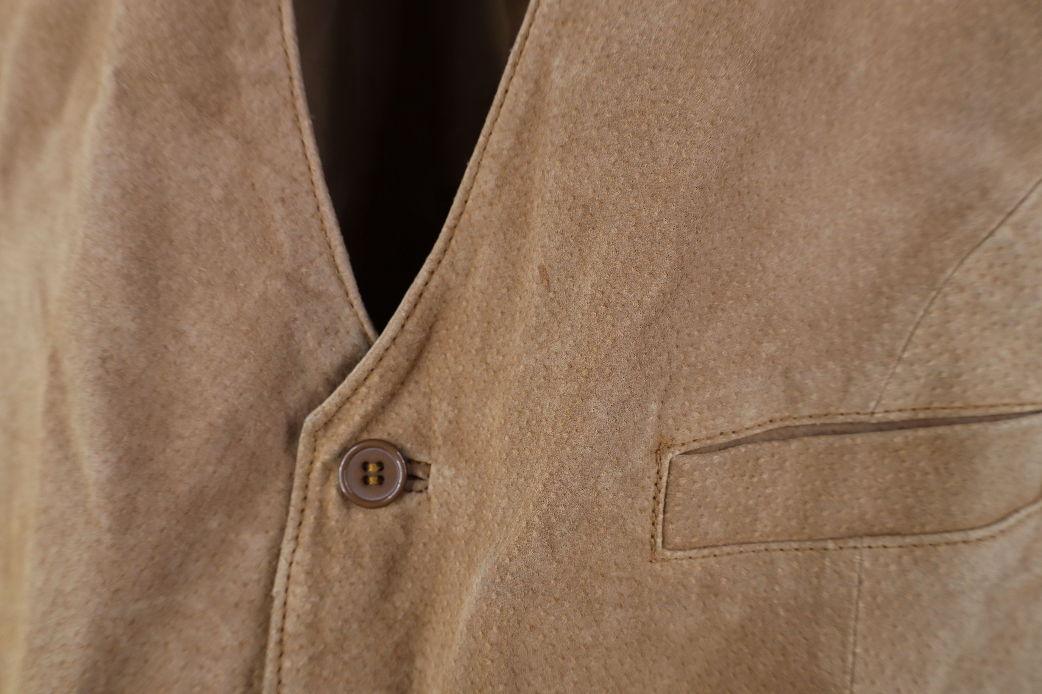 Vintage Vintage 90s Streetwear Back Suede Leather Vest Jacket Brown Size US XL / EU 56 / 4 - 4 Thumbnail