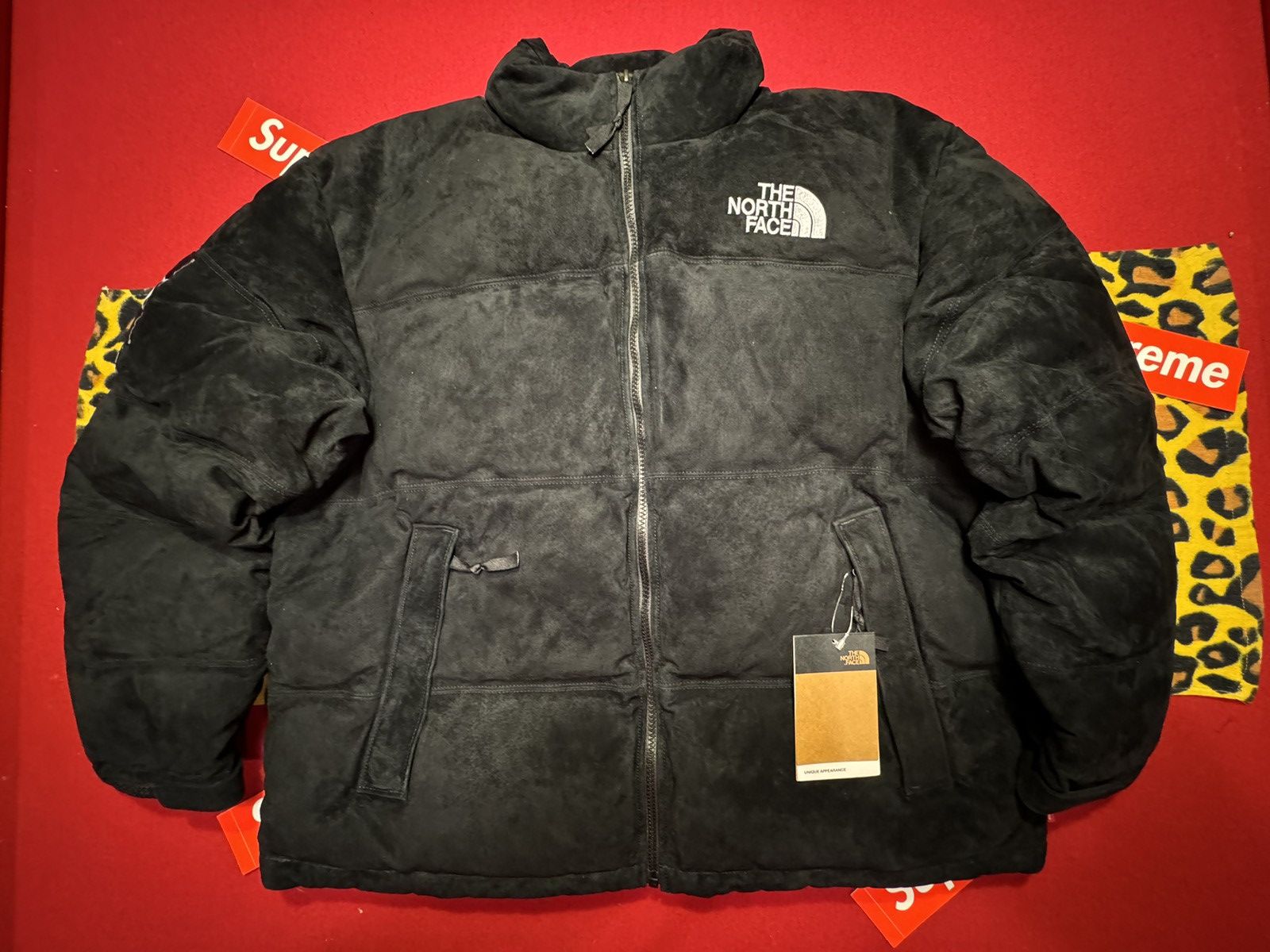 image of Supreme X The North Face Black Suede Nuptse, Men's (Size Large)