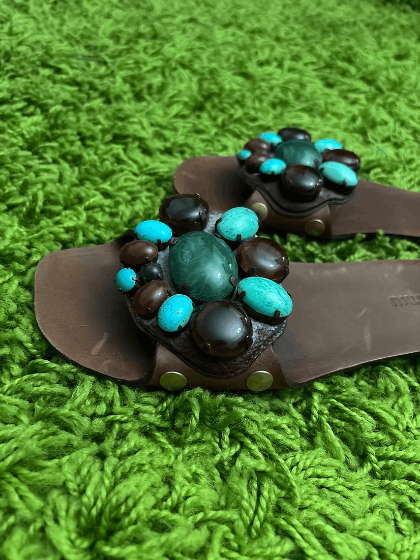 Miu Miu SS2005 Jewel Embellished Sandals Size US 6.5 / IT 36.5 - 2 Thumbnail
