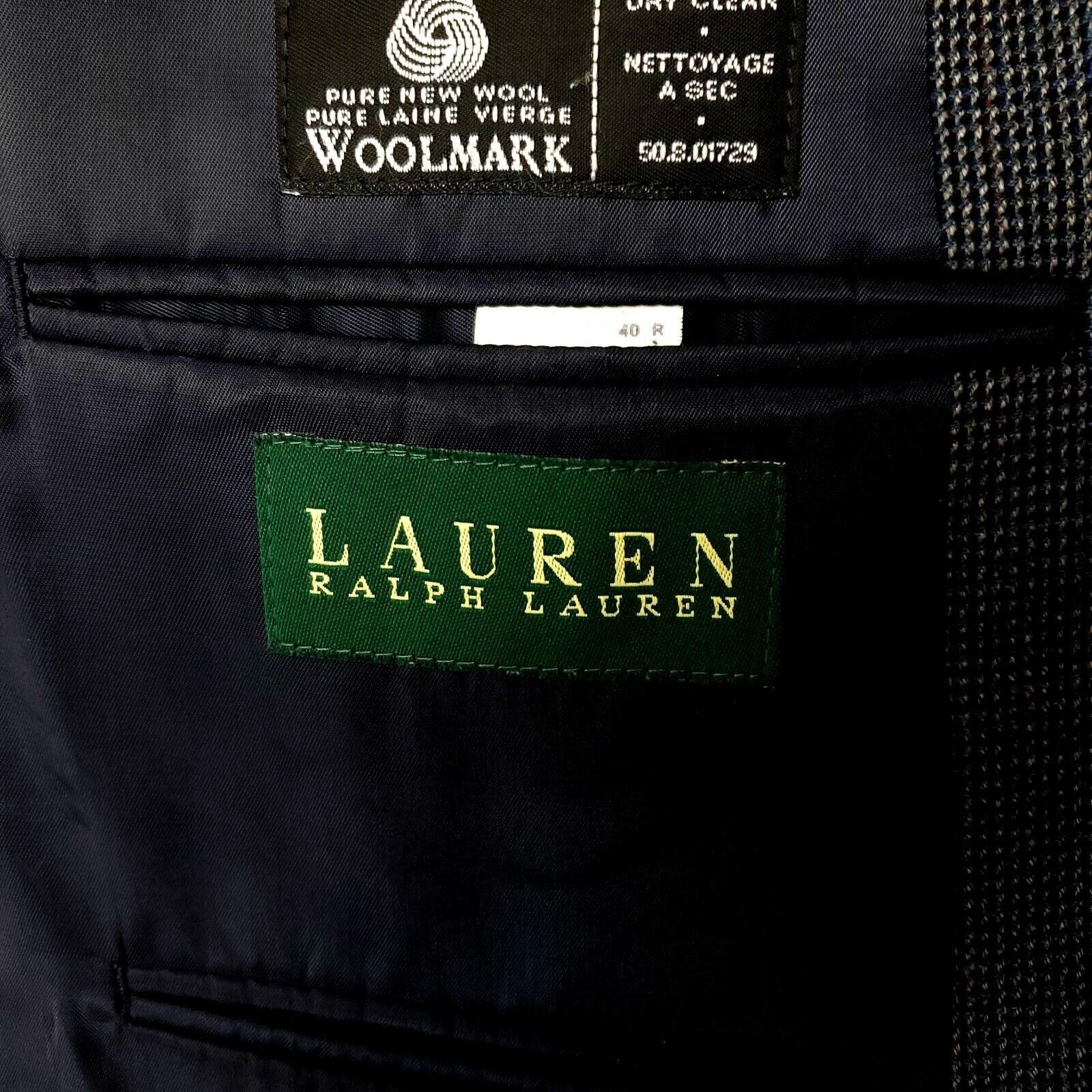 Lauren Ralph Lauren Lauren Ralph Lauren Wool 2 Button Sport Coat 40R Blue Check Size 40R - 7 Thumbnail