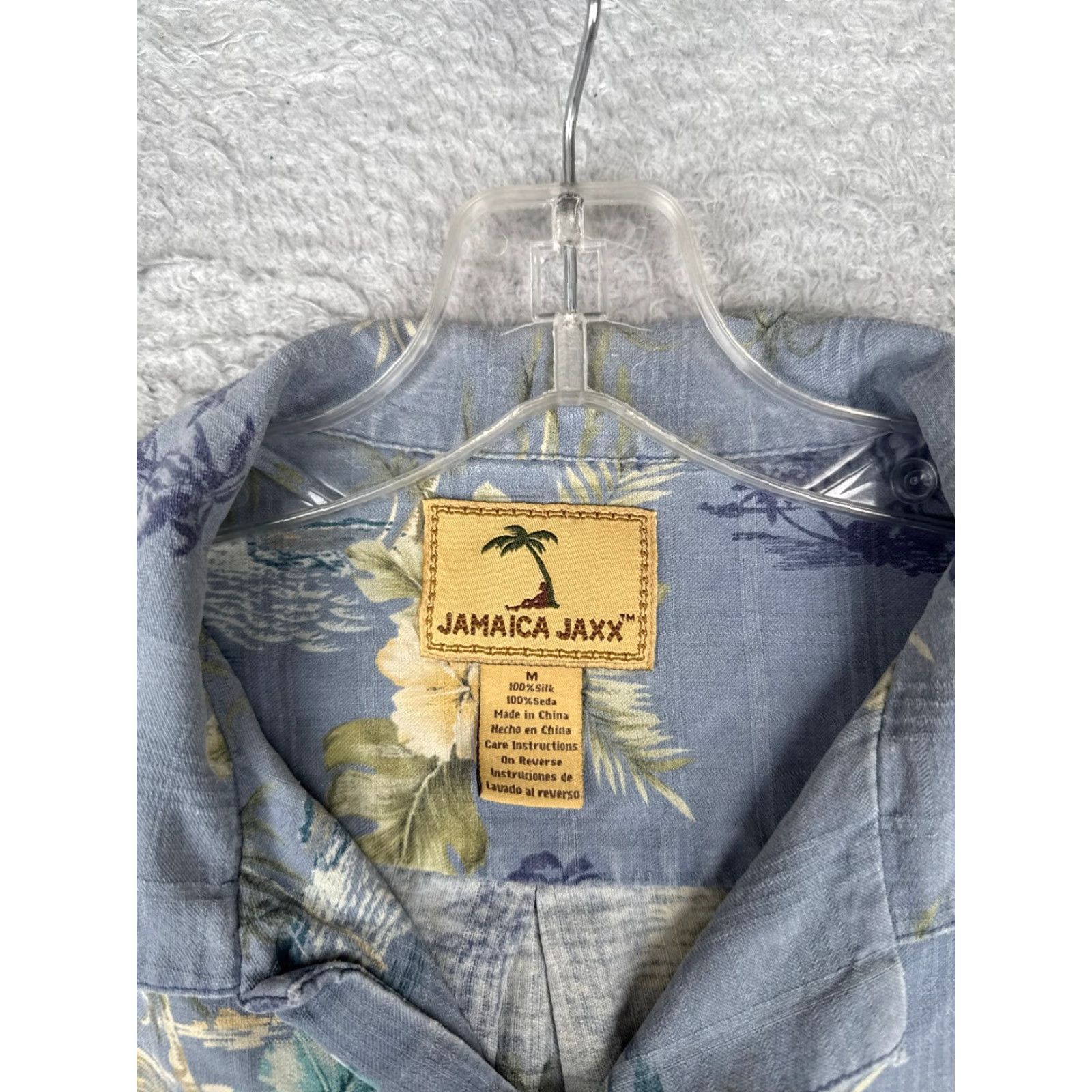 Vintage Jamaica Jaxx Shirt Men M Blue Floral 100% Silk Button Up Hawaiian Pocket Size US M / EU 48-50 / 2 - 7 Thumbnail