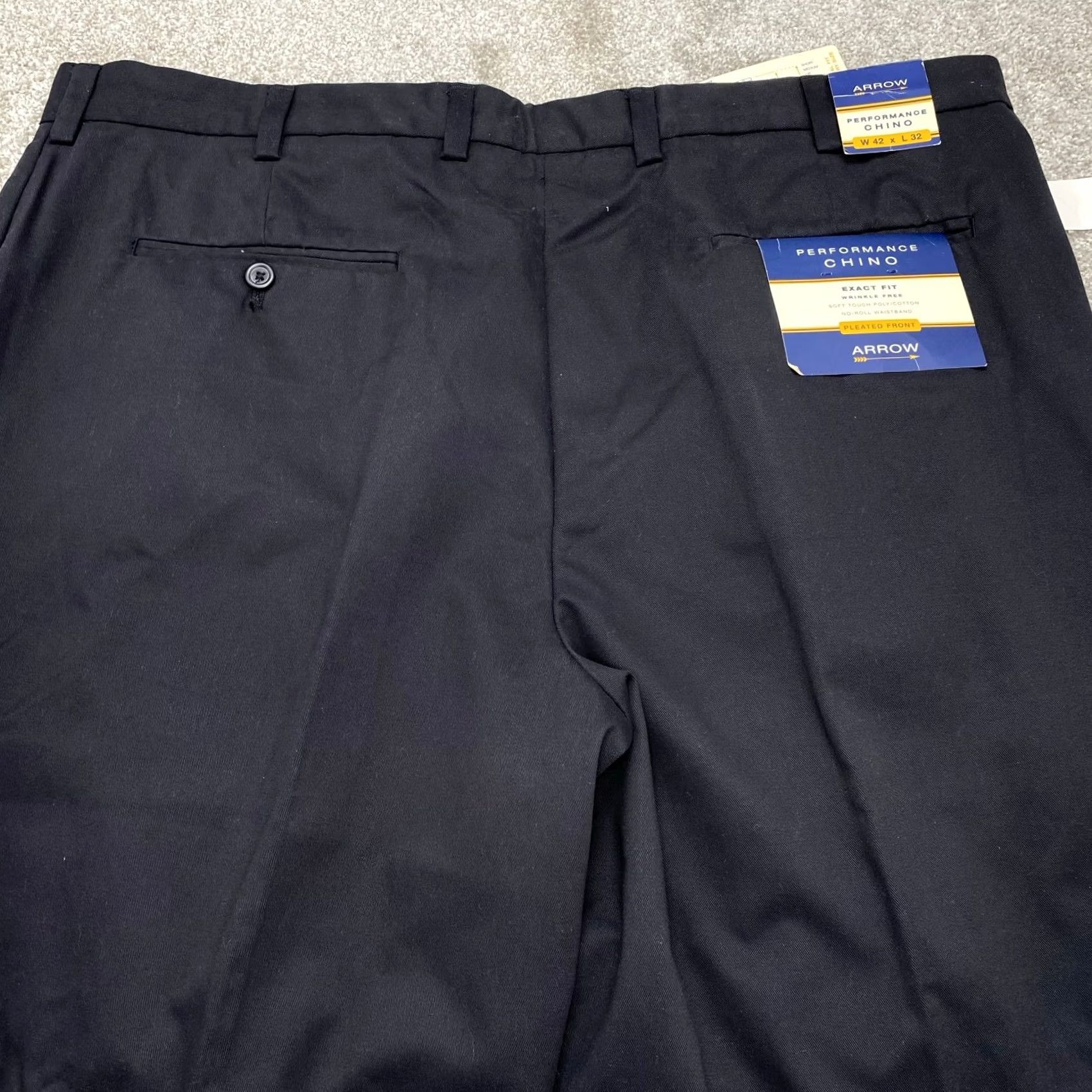 Arrow Arrow Pants Performance Chino Men 42x27 Blue Wrinkle Resistant Pleated Straight Rise Mid-Blue 42 Mens Pants Size US 42 / EU 58 - 3 Thumbnail