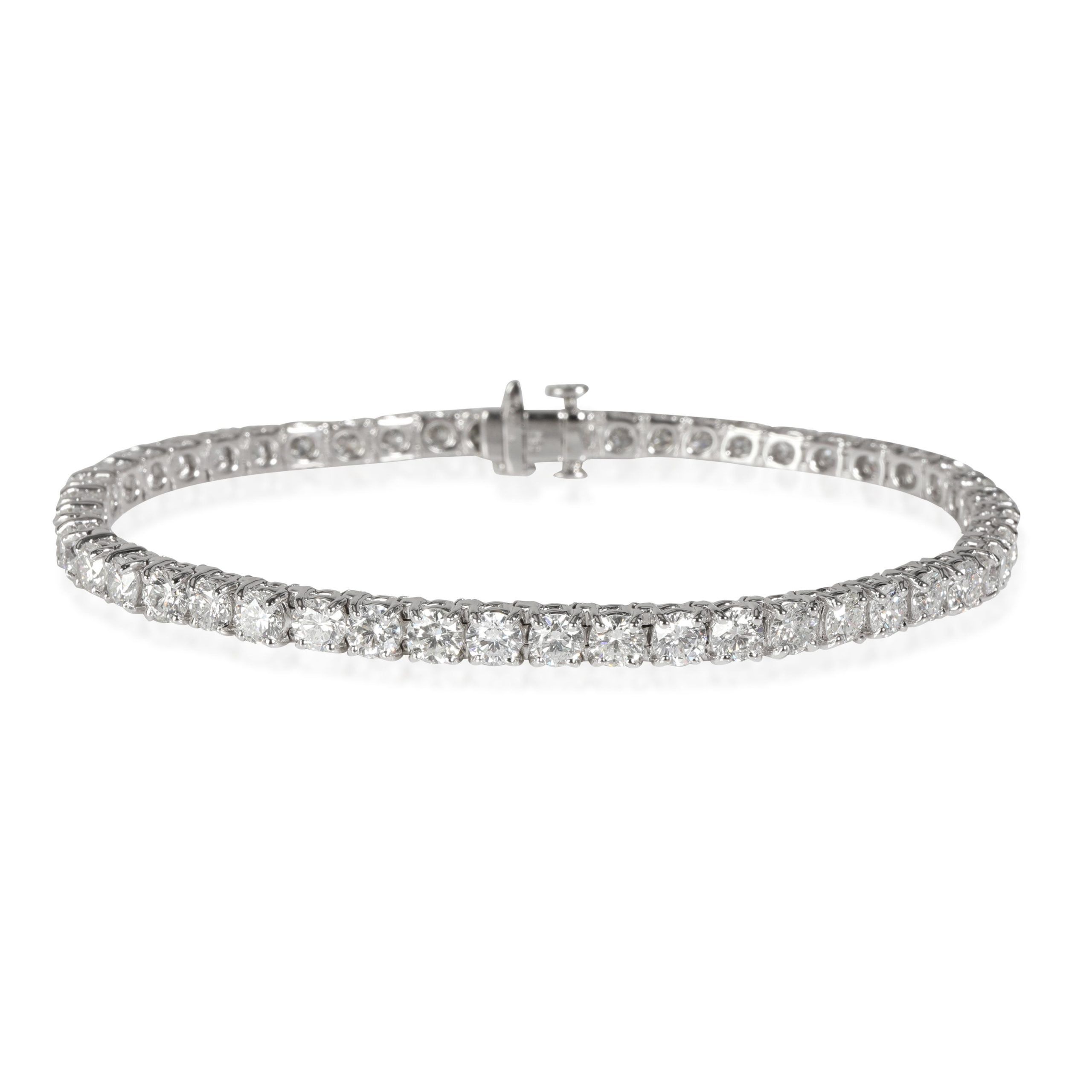 image of Tiffany Co Four Prong Diamond Tennis Bracelet In 18K White Gold 8.00 Ctw, Women's