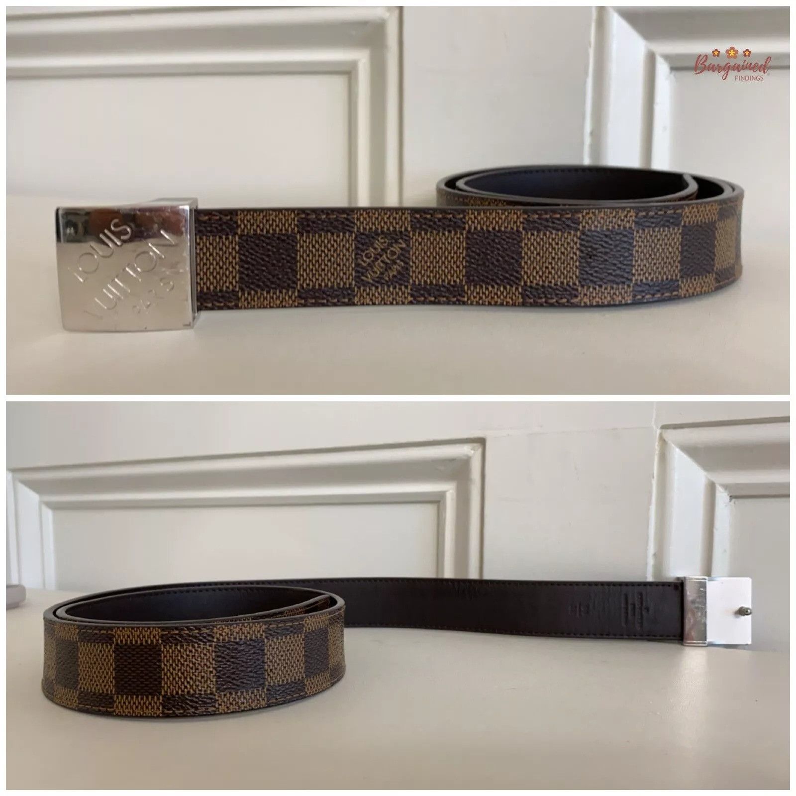 Louis Vuitton Louis Vuitton Damier Coated Leather Silver Buckle Belt Size 28 - 6 Thumbnail