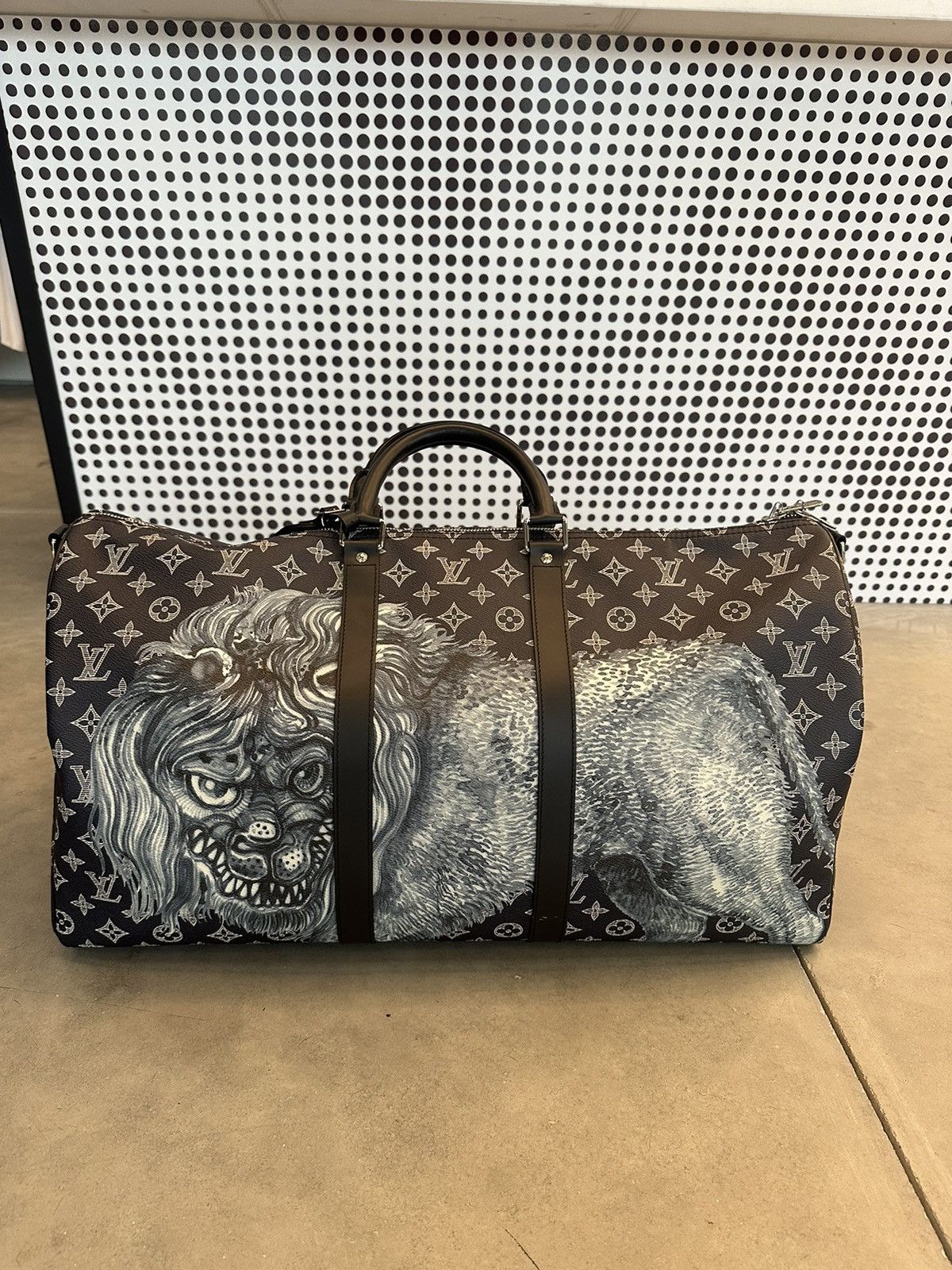image of Louis Vuitton X Chapman Brothers Keepall 55 Monogram Savane in Navy, Men's