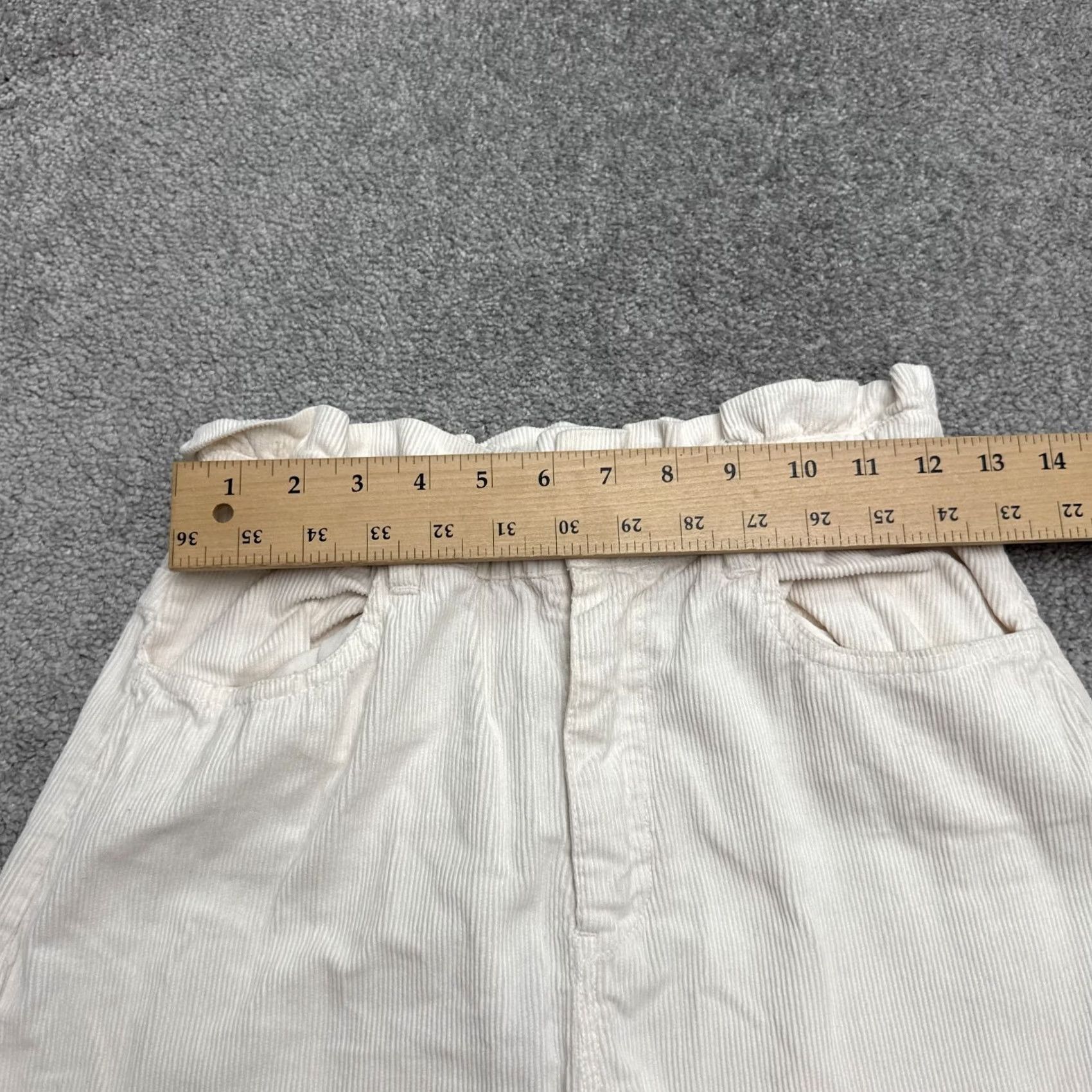 Zara Zara Paperbag Corduroy Barrel Pants Womens 4 Cream High Rise Elastic Waist 25x25 Size 27" / US 4 / IT 40 - 7 Thumbnail