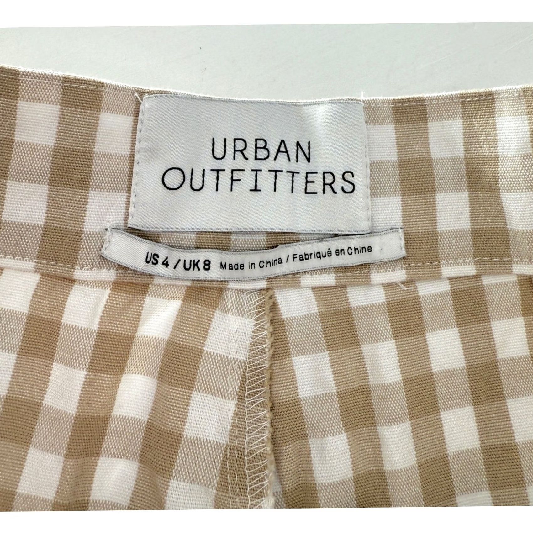 Urban Outfitters Urban Outfitters Gingham Pants Women's Size 4 Beige White Checkered Casual Straight Leg Pants Size 27" / US 4 / IT 40 - 3 Thumbnail