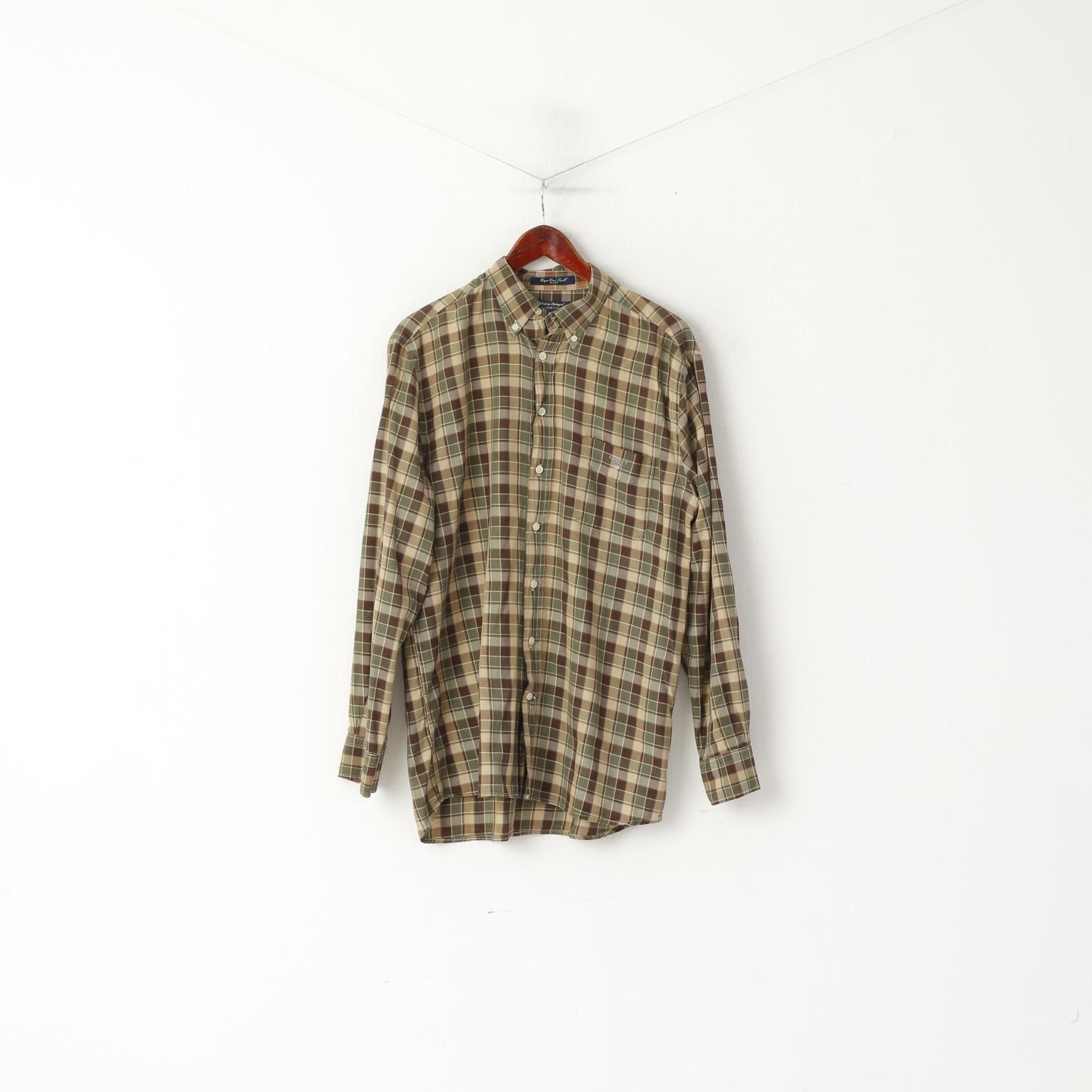 Gant GANT Men L Casual Shirt Green Check 6946 Size US L / EU 52-54 / 3 - 2 Thumbnail